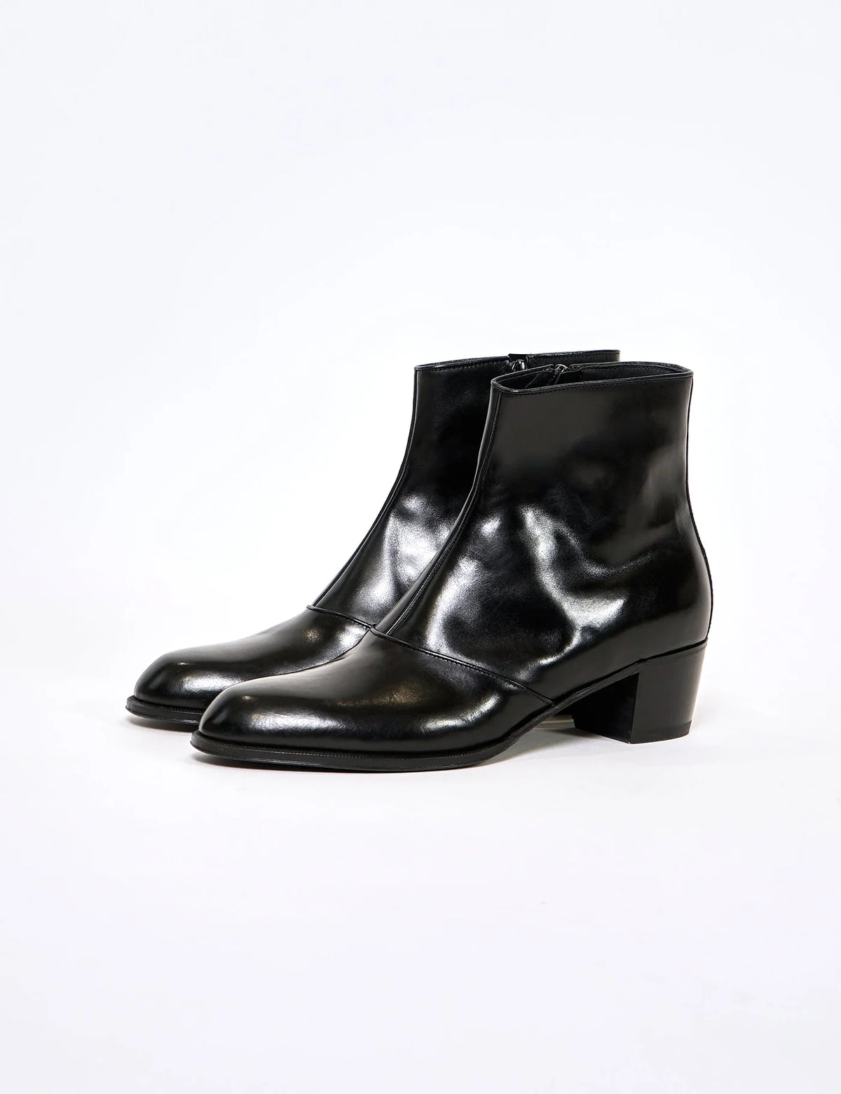 BLACK CROMO CALF LEATHER ZIP BOOTS - Y28318