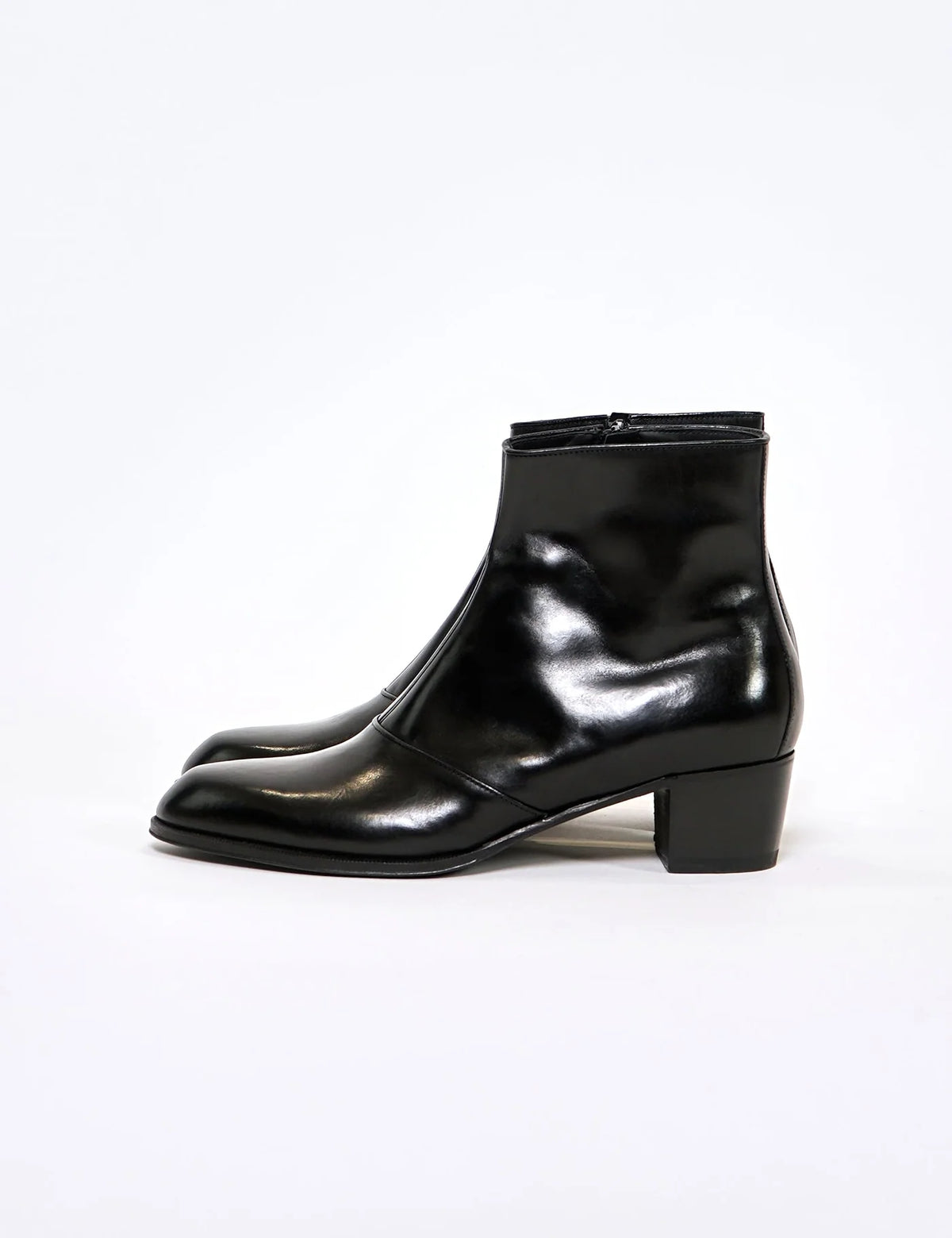 BLACK CROMO CALF LEATHER ZIP BOOTS - Y28318