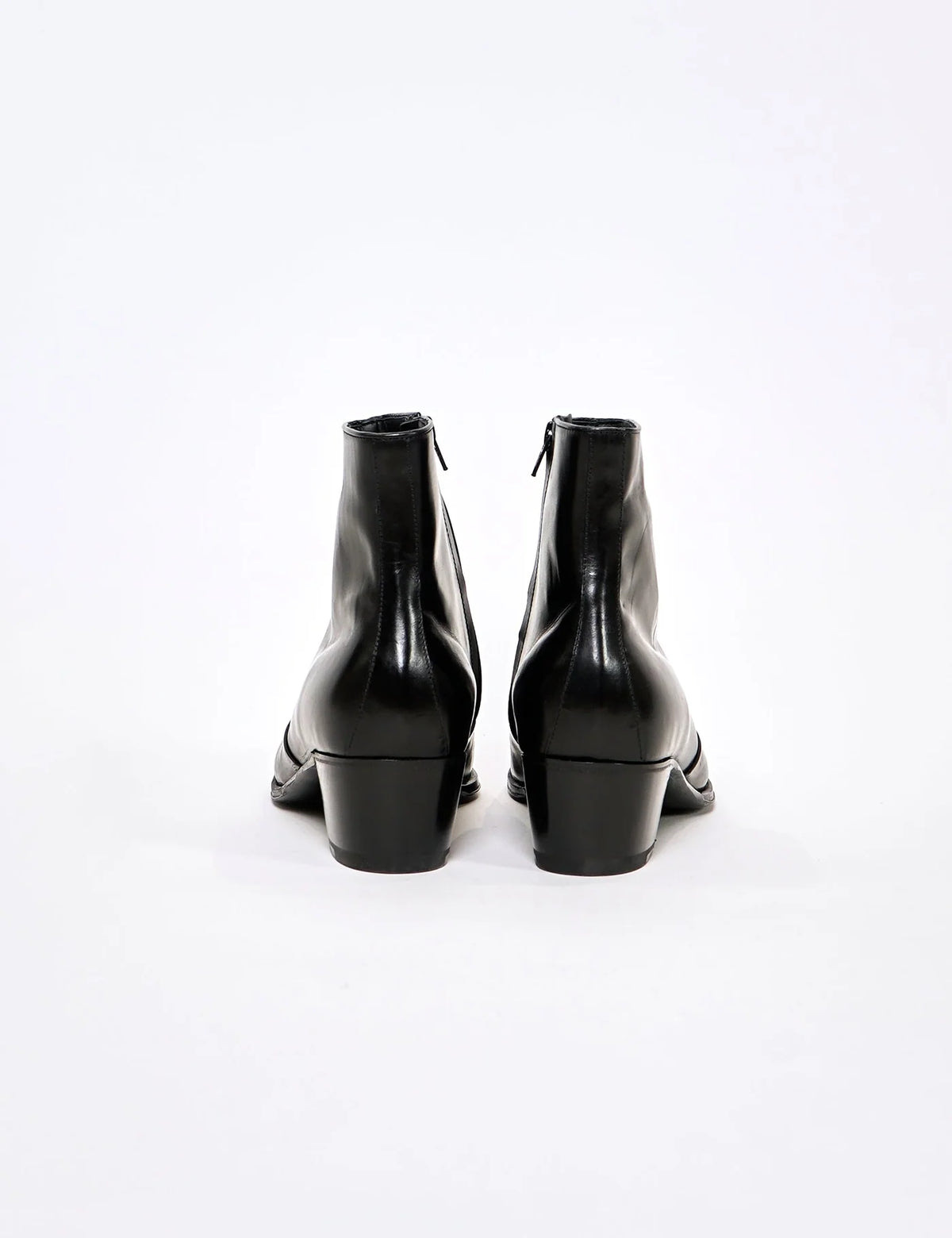 BLACK CROMO CALF LEATHER ZIP BOOTS - Y28318