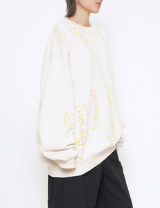 NATURAL WHITE TYPE 49 COTTON KNIT W/ YELLOW LETTER