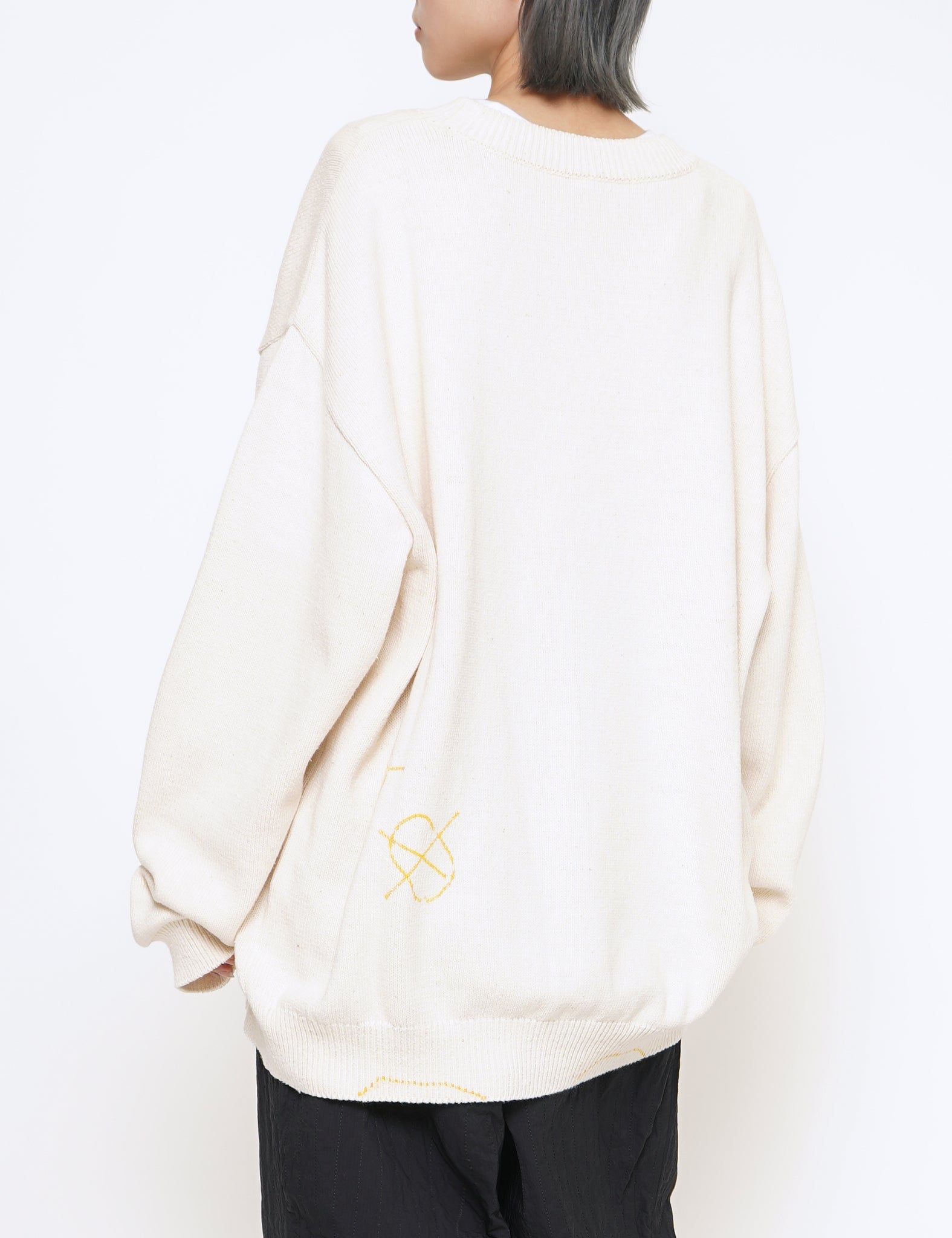 NATURAL WHITE TYPE 49 COTTON KNIT W/ YELLOW LETTER