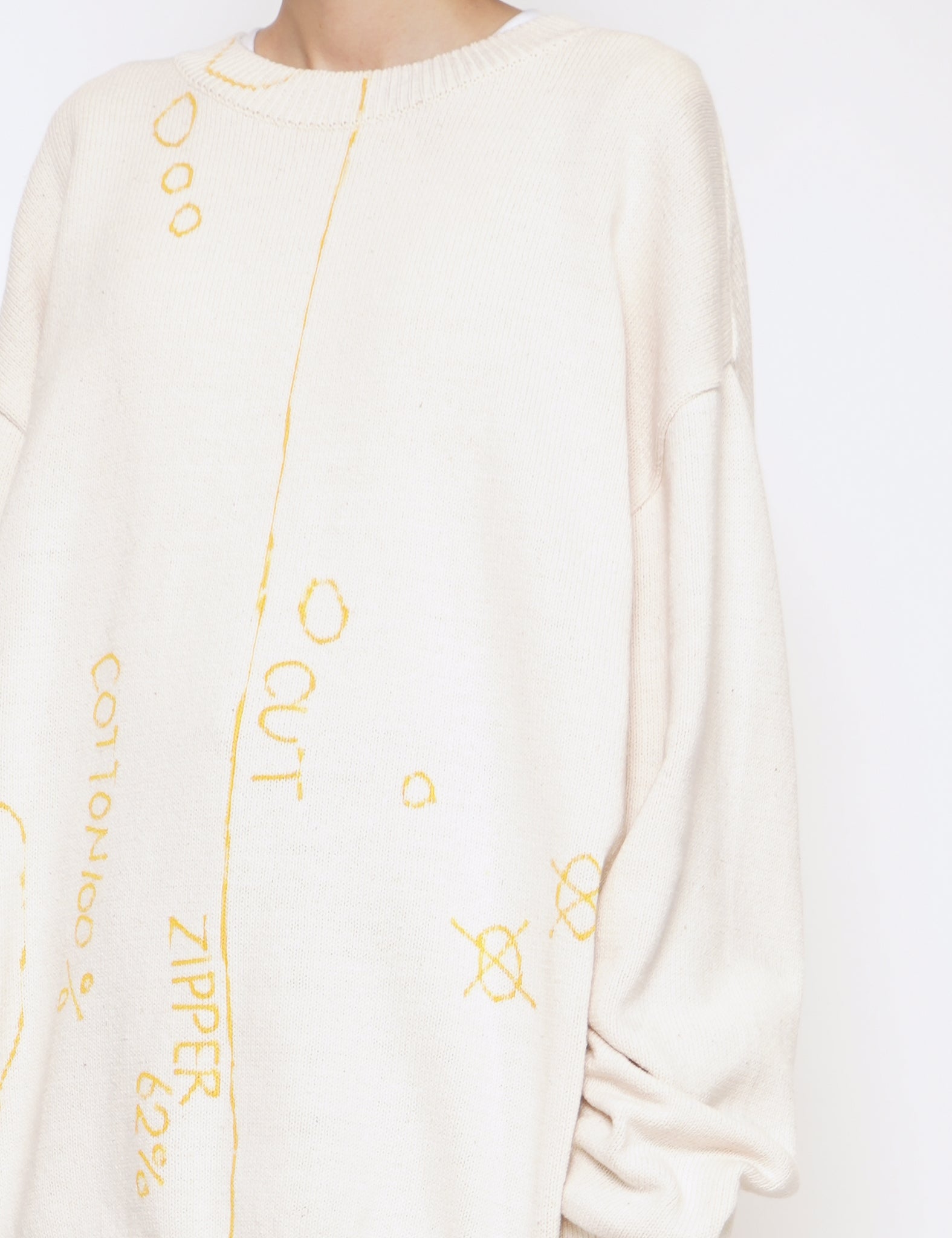 NATURAL WHITE TYPE 49 COTTON KNIT W/ YELLOW LETTER