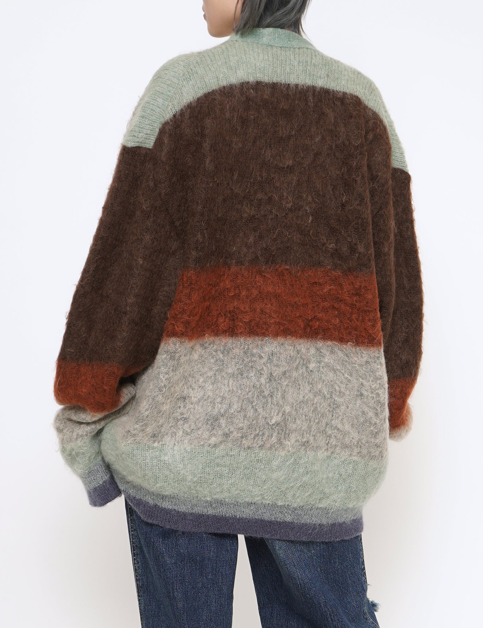 BROWN MOHAIR BORDER CARDIGAN