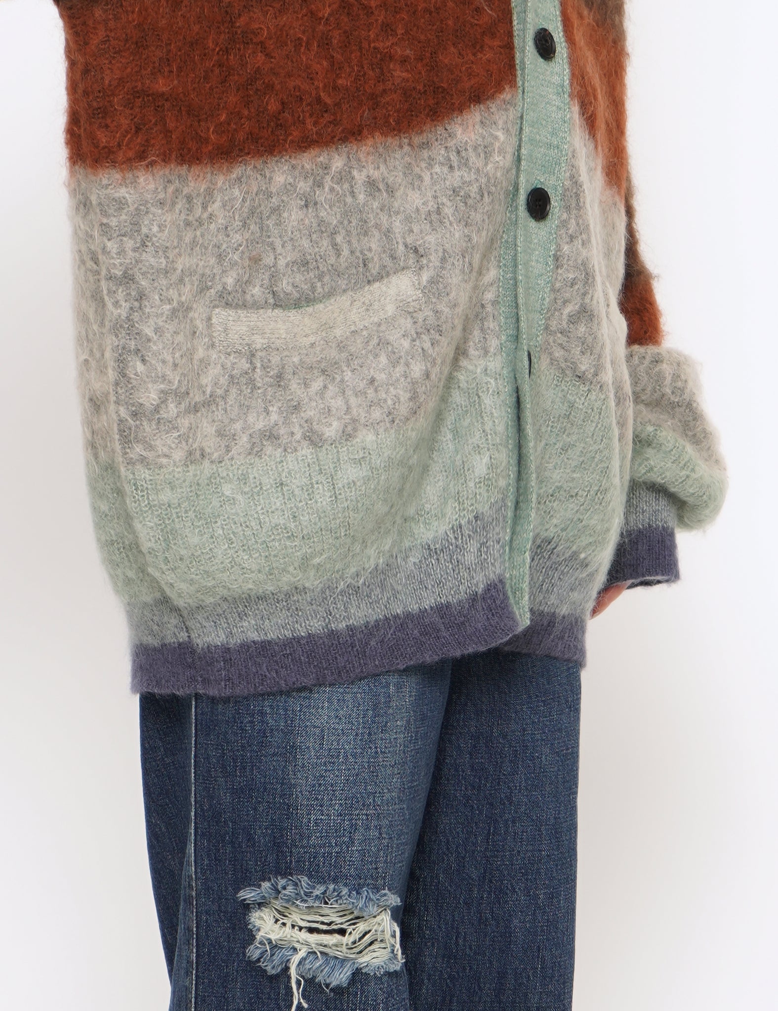 BROWN MOHAIR BORDER CARDIGAN