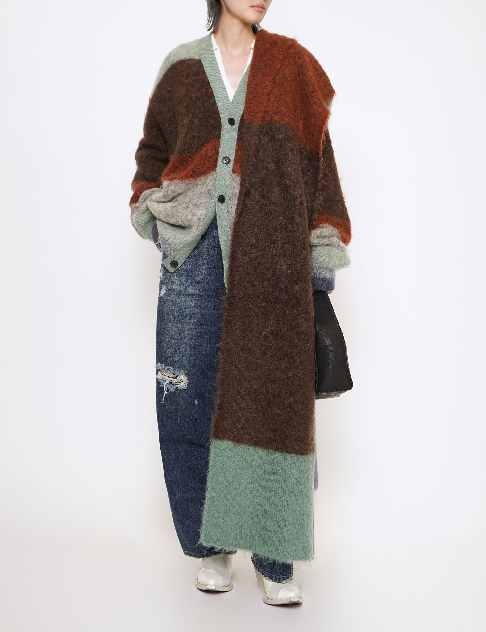 BROWN MOHAIR BORDER CARDIGAN