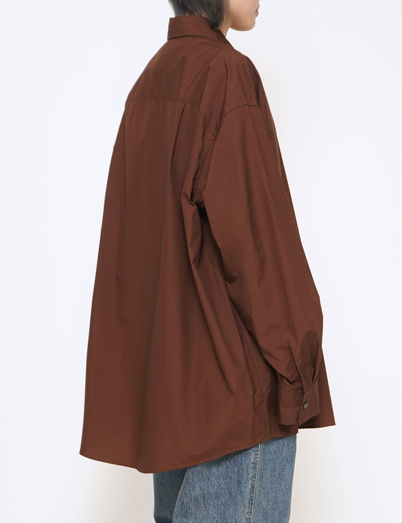 BROWN RED OVERSIZED BIG POCKET SHIRT