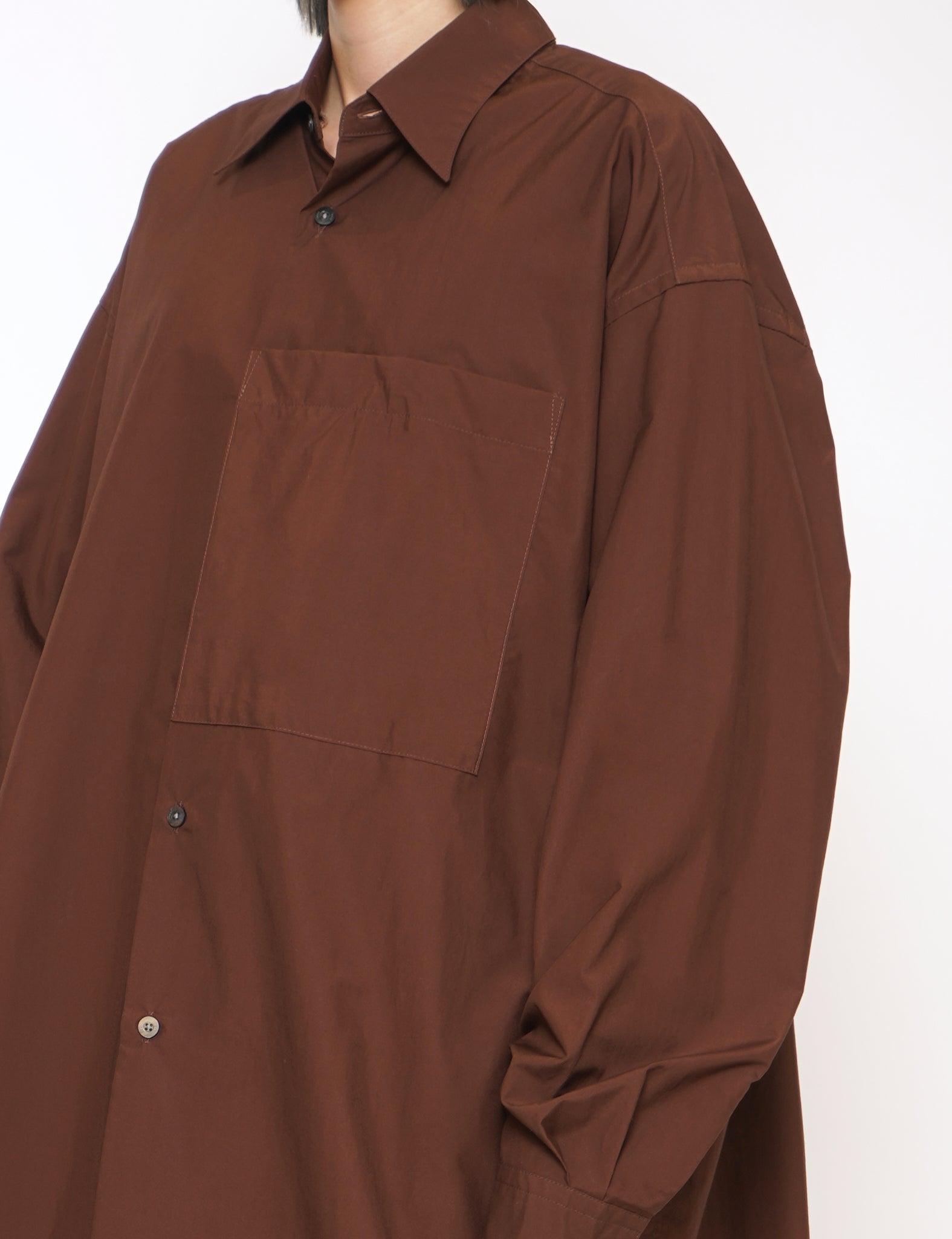 BROWN RED OVERSIZED BIG POCKET SHIRT