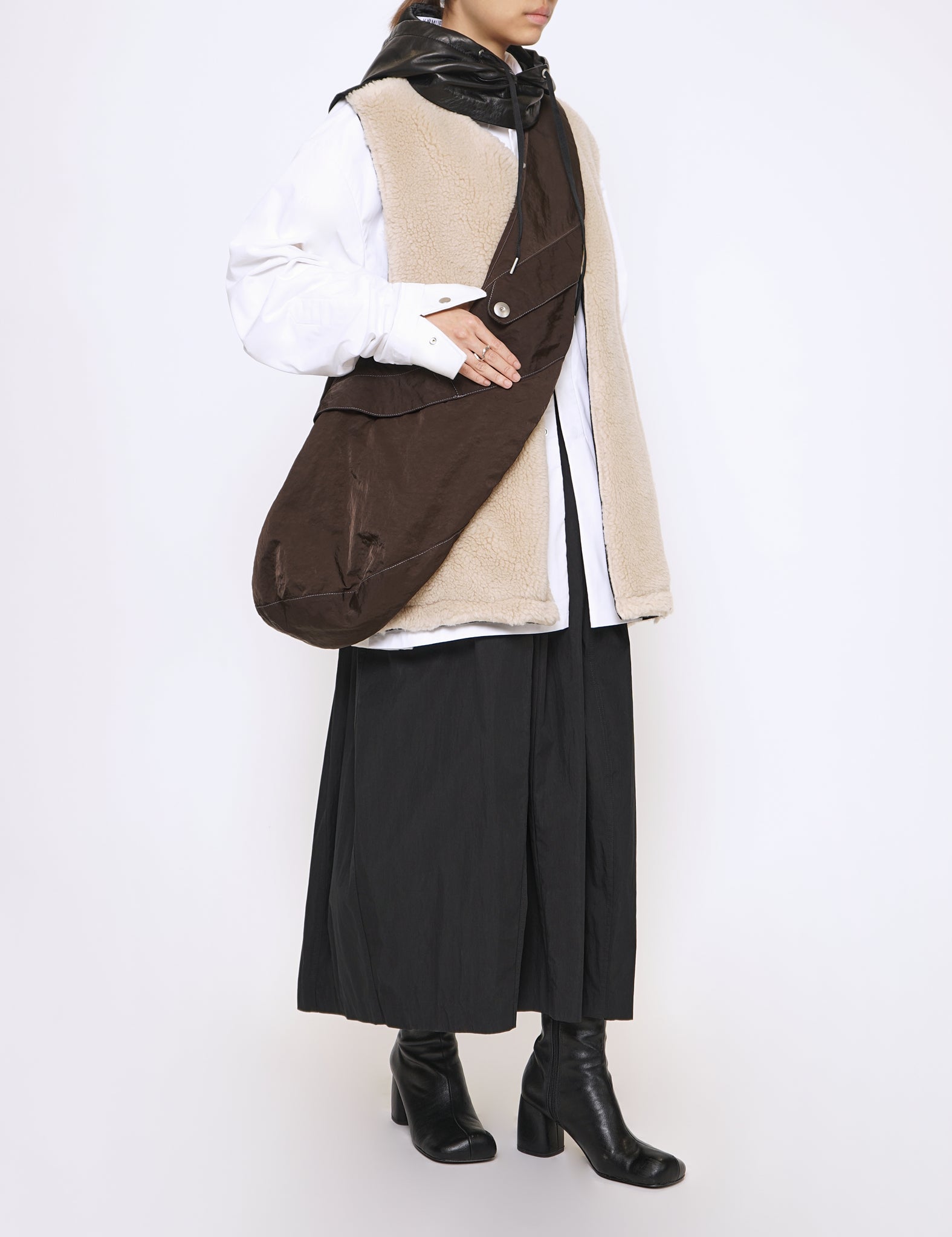 WHITE COTTON MOLDED BOLD SQUARE OVERSHIRT