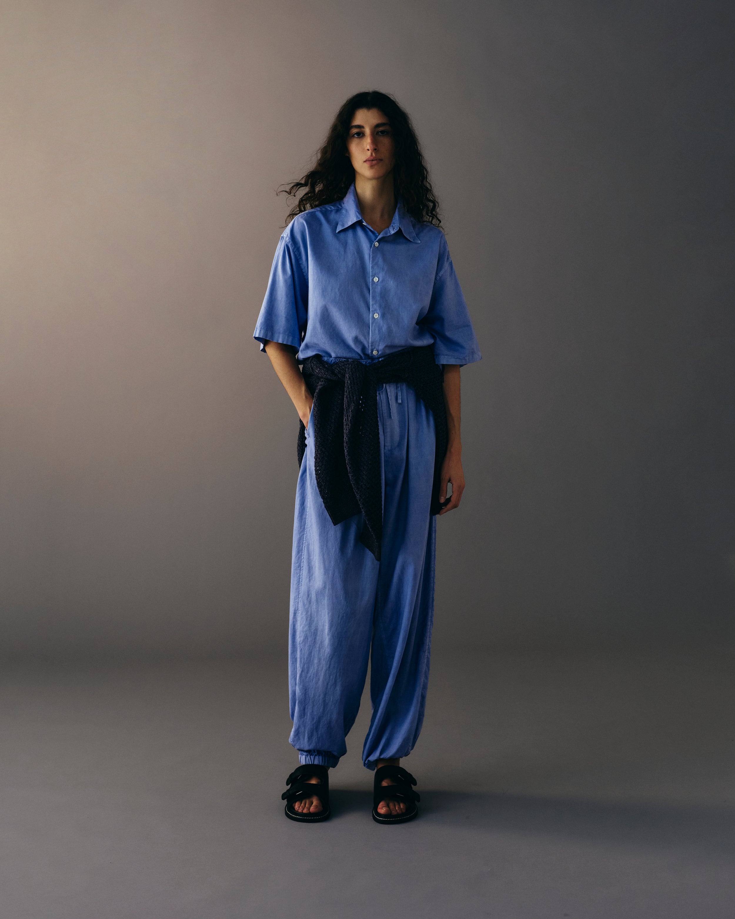 SAXE COTTON SILK GARMENT-DYED LOOSED SHIRT