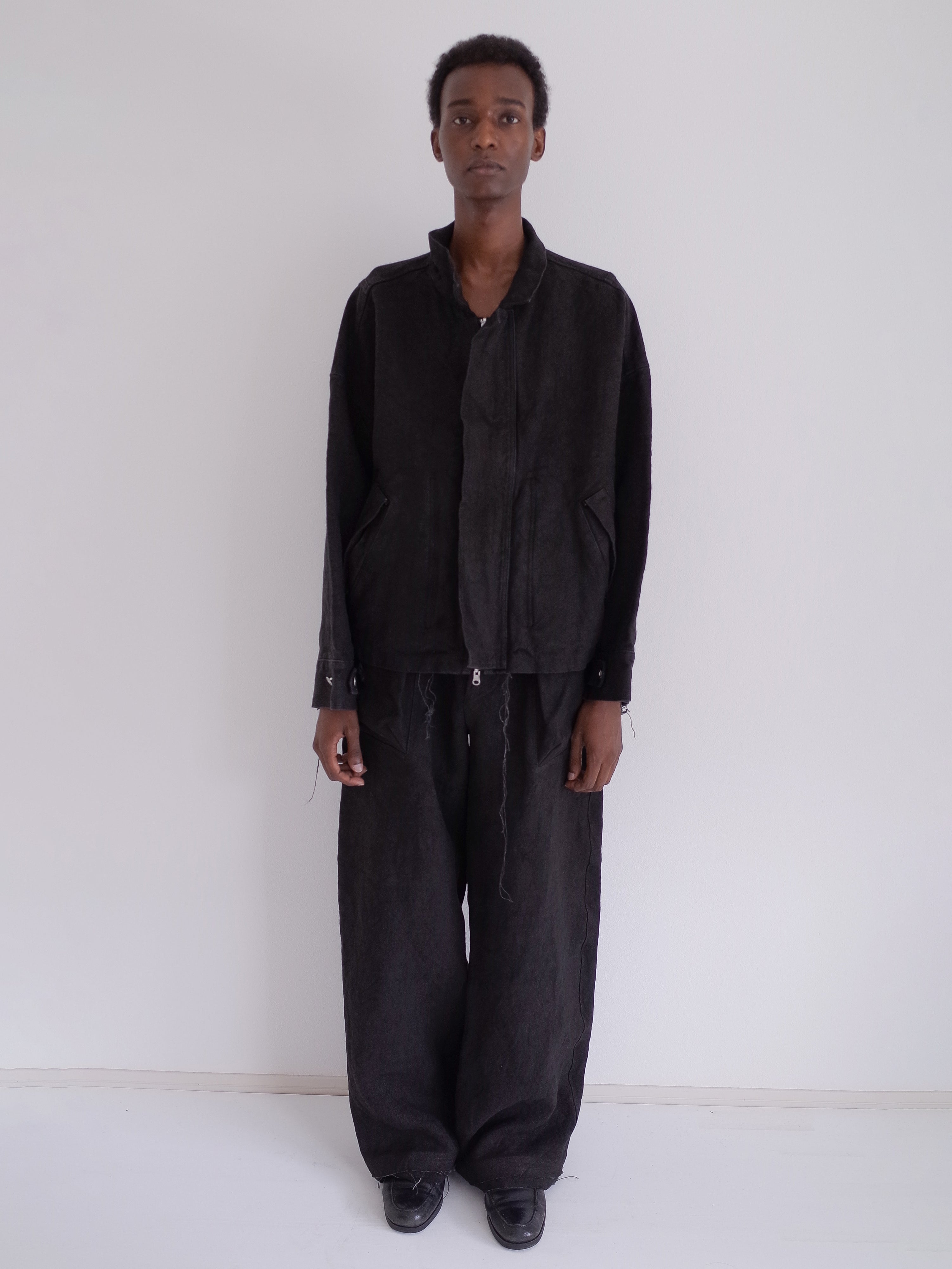 BLACK LINEN REVERSIBLE JACKET
