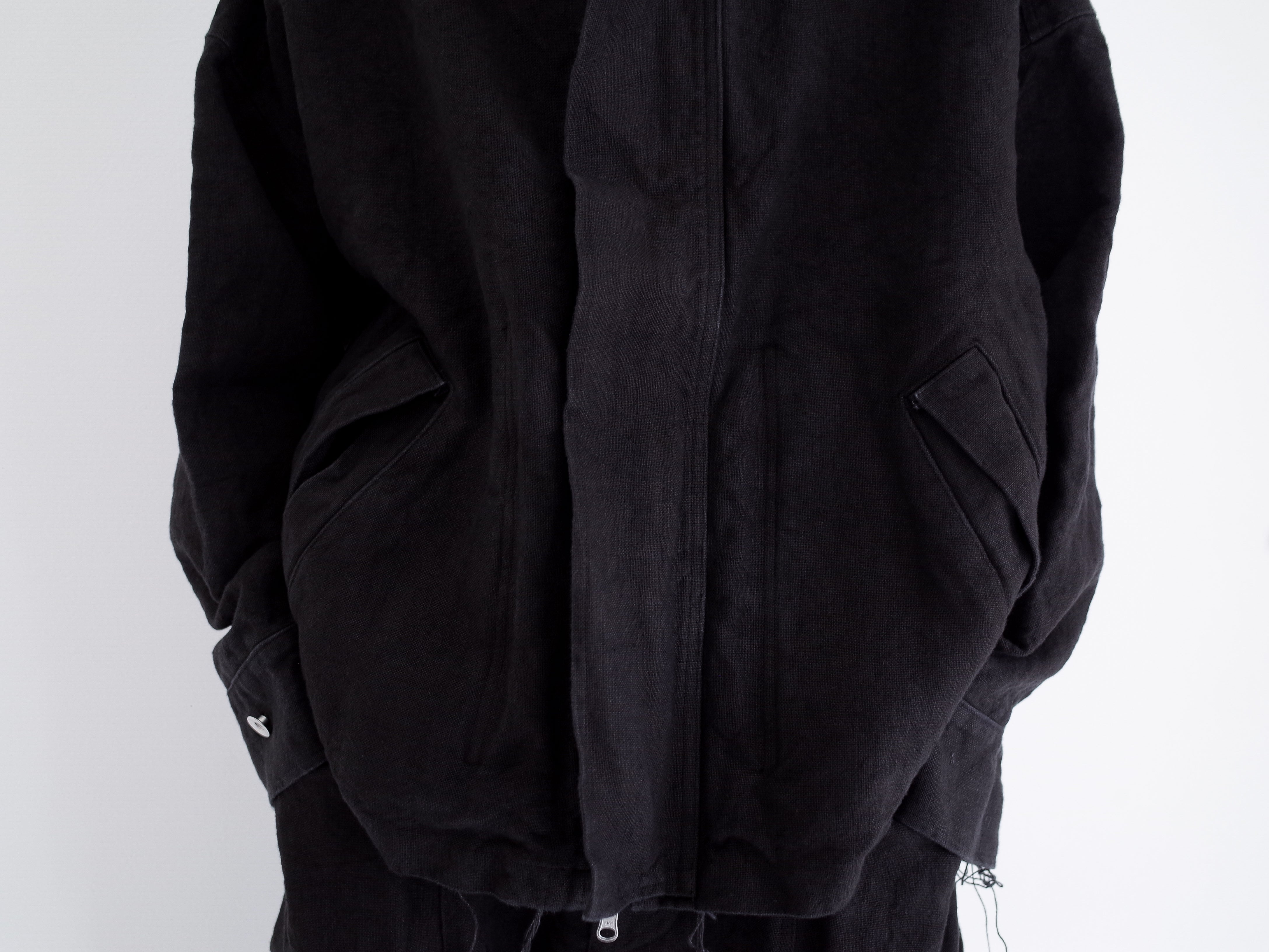 BLACK LINEN REVERSIBLE JACKET