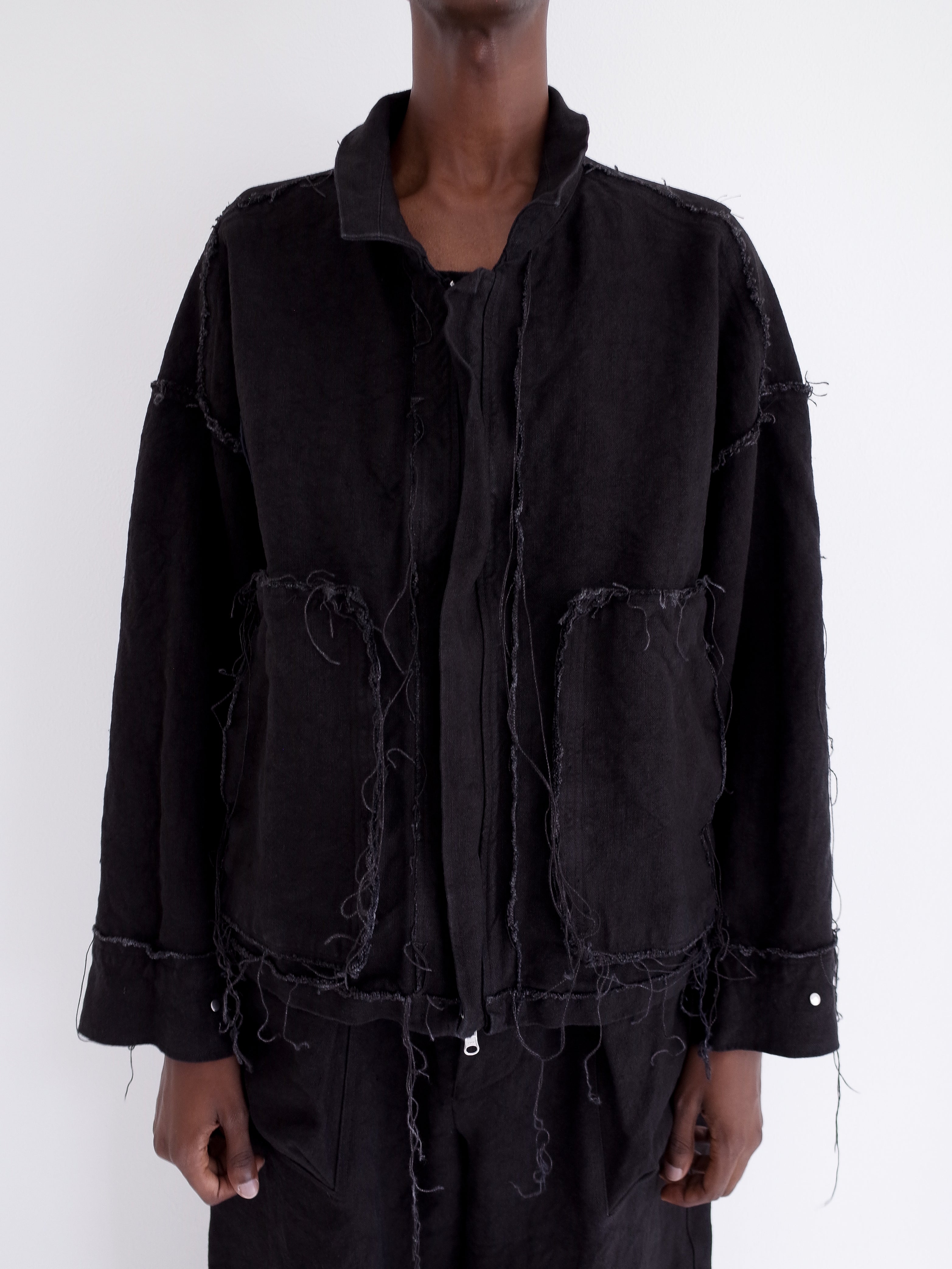 BLACK LINEN REVERSIBLE JACKET