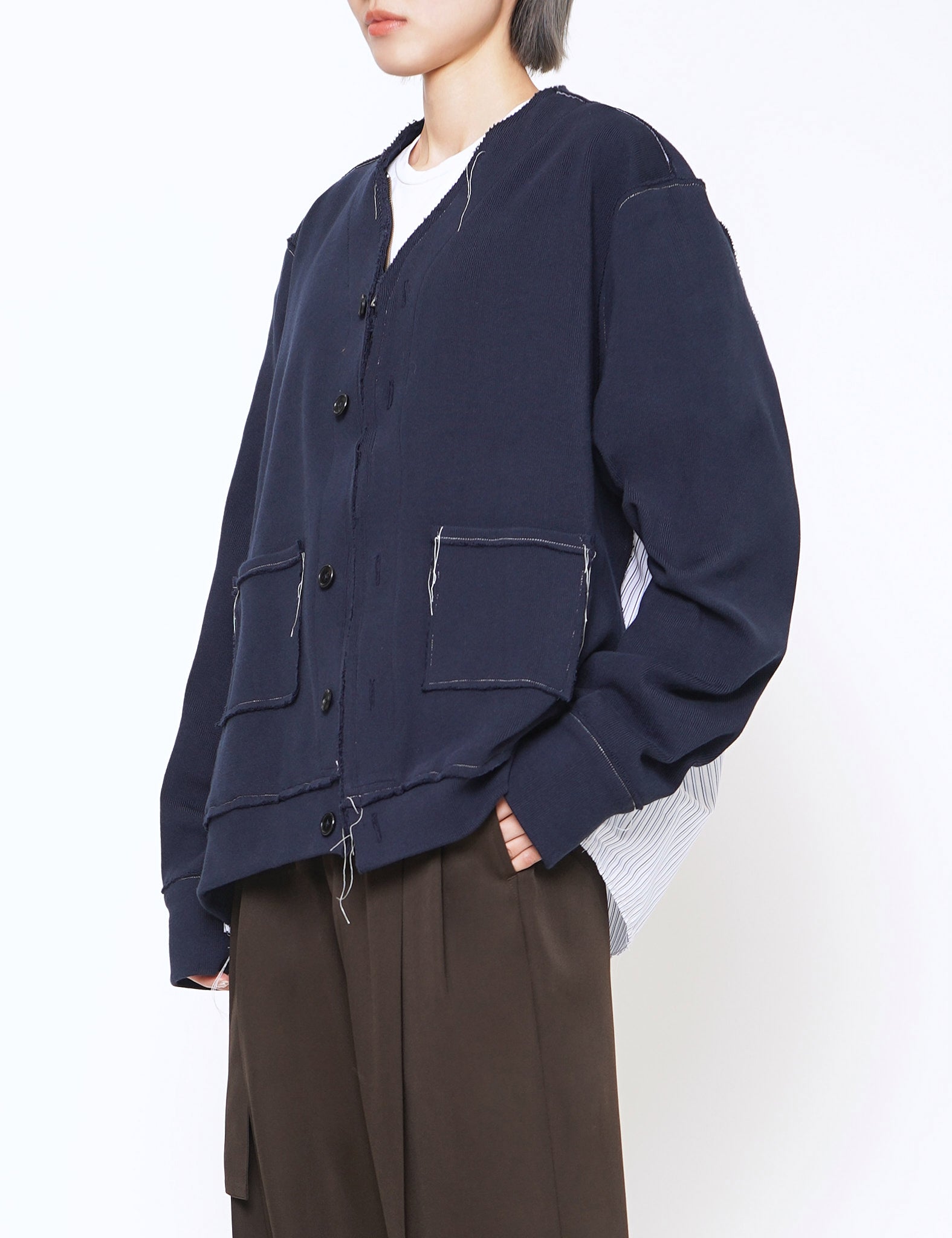 BLUE RESEARCH KNITTED ZIP CARDIGAN