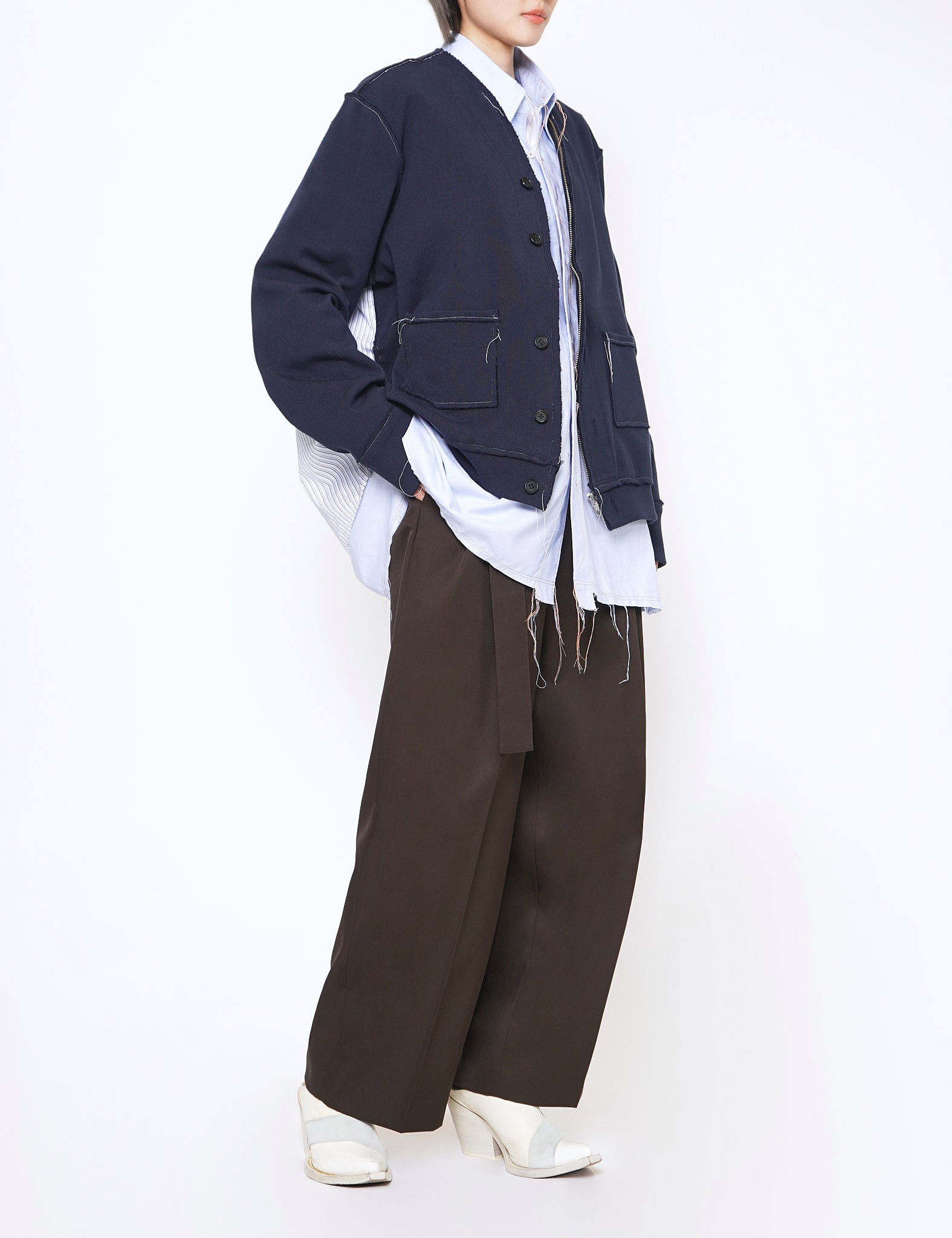BLUE RESEARCH KNITTED ZIP CARDIGAN