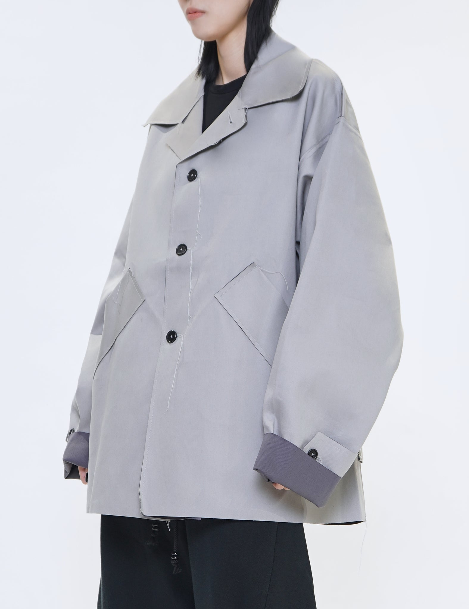 GREY SHORT MACKINTOSH JACKET