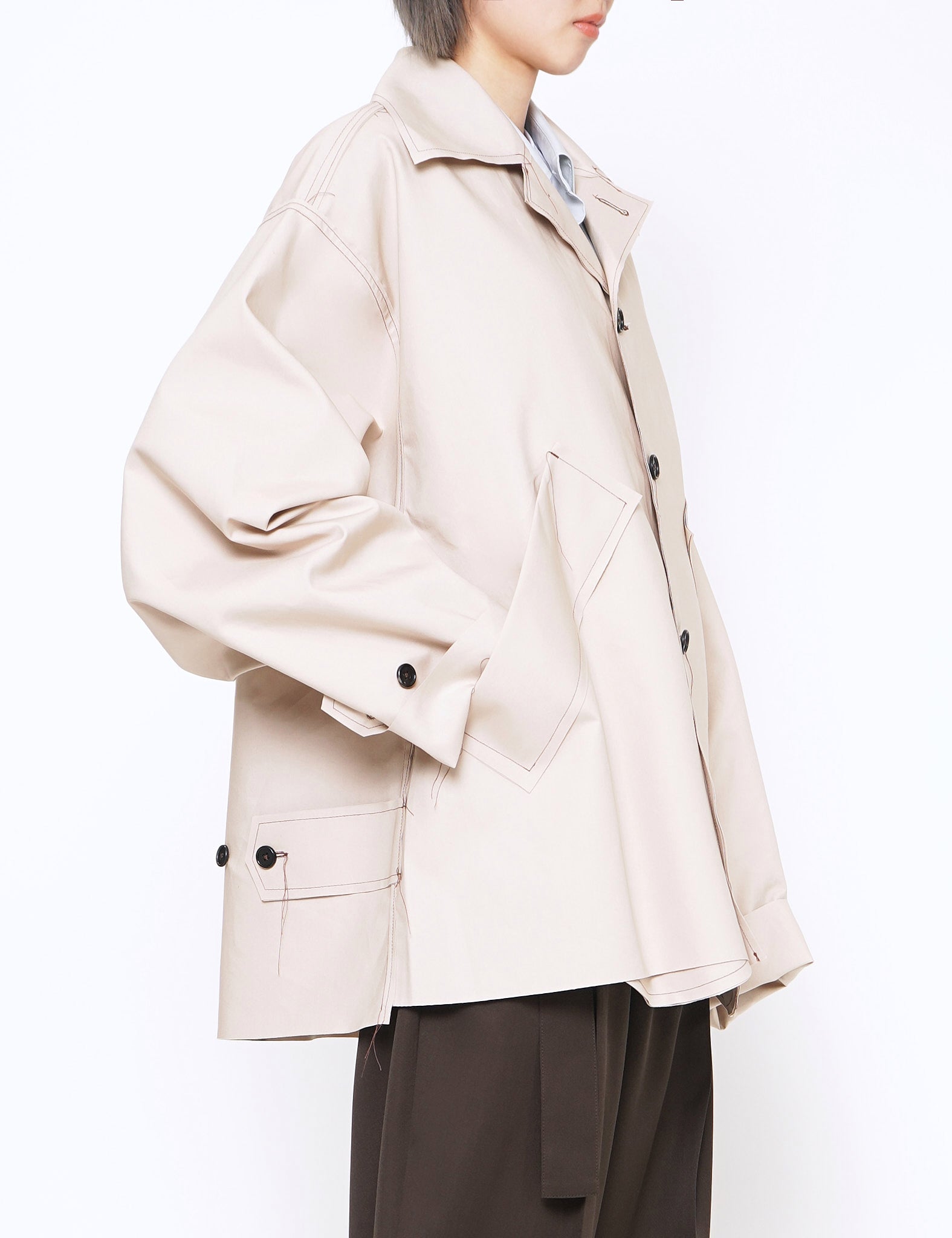 SAND OVERSIZED MACKINTOSH SHORT COAT