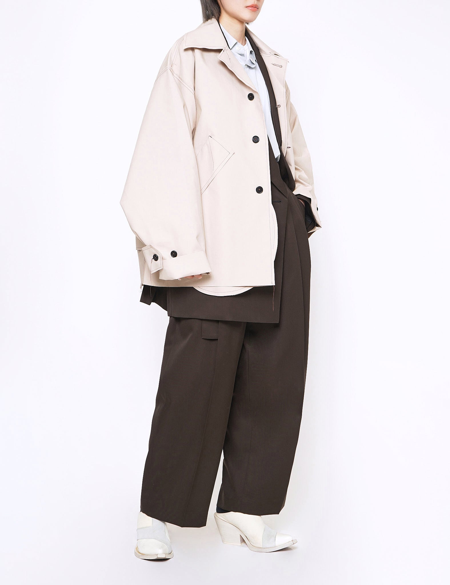SAND OVERSIZED MACKINTOSH SHORT COAT