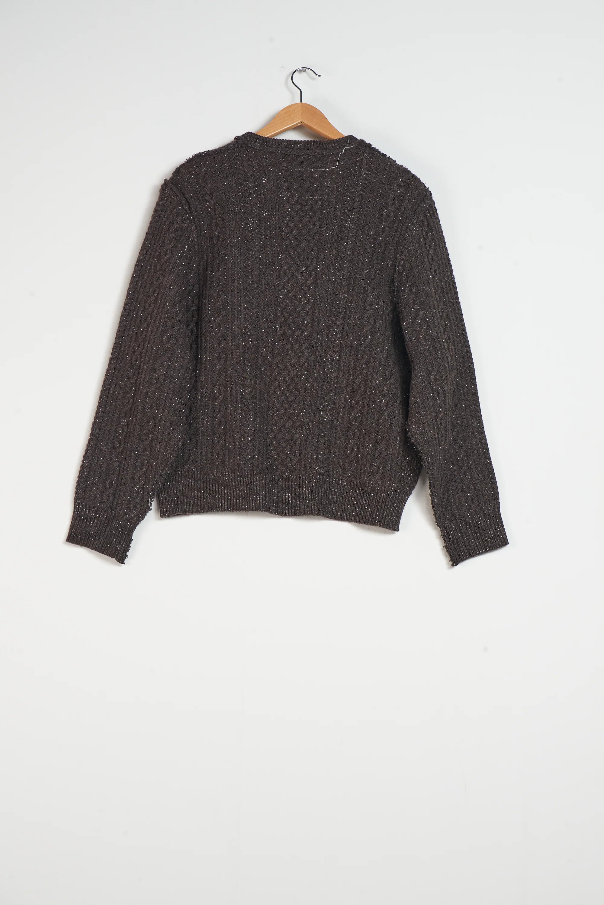 NATURAL BROWN GLITTER FRANKENSTEIN CABLE KNIT