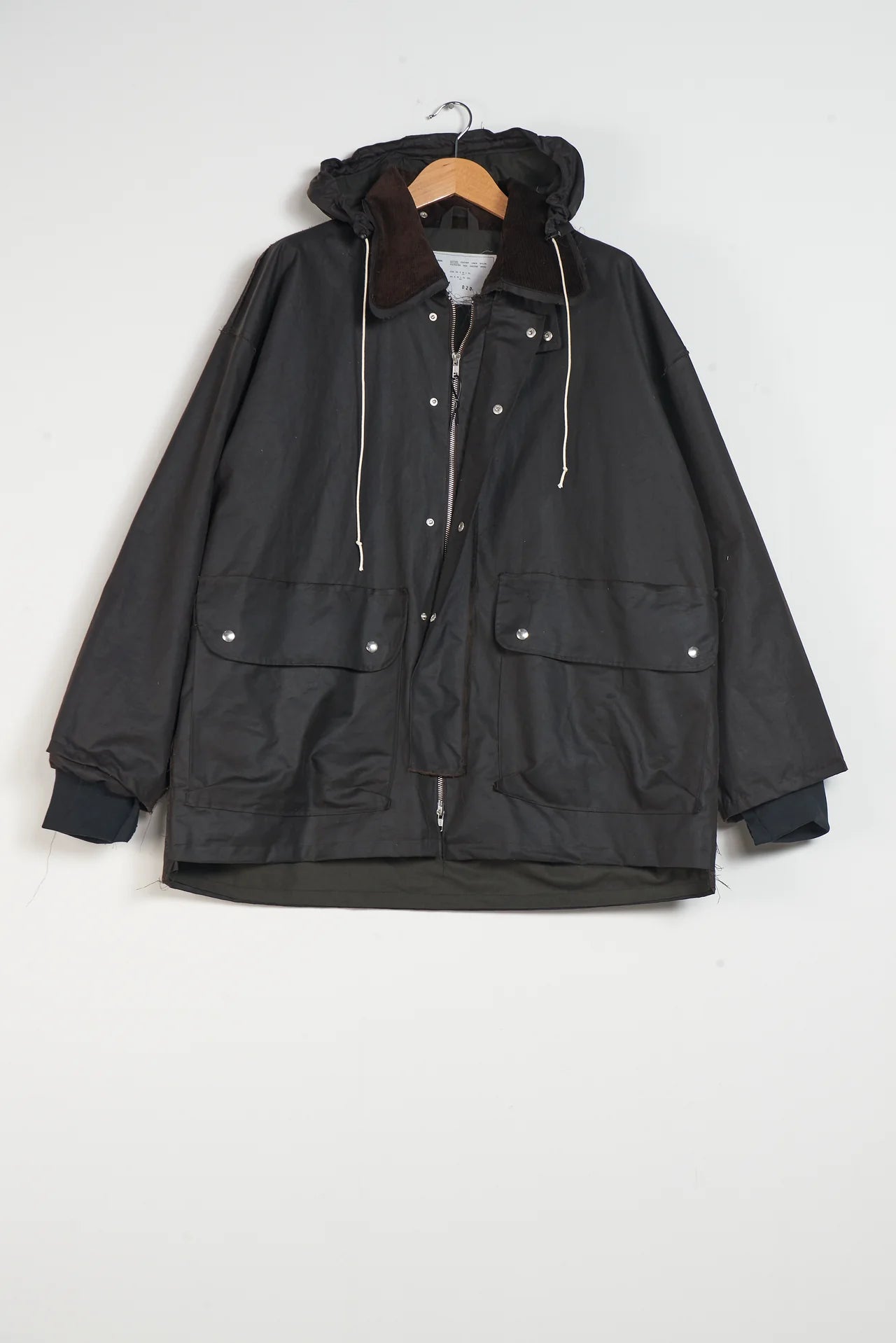 BROWN WAXED COTTON OUTDOOR HUNTING JACKET