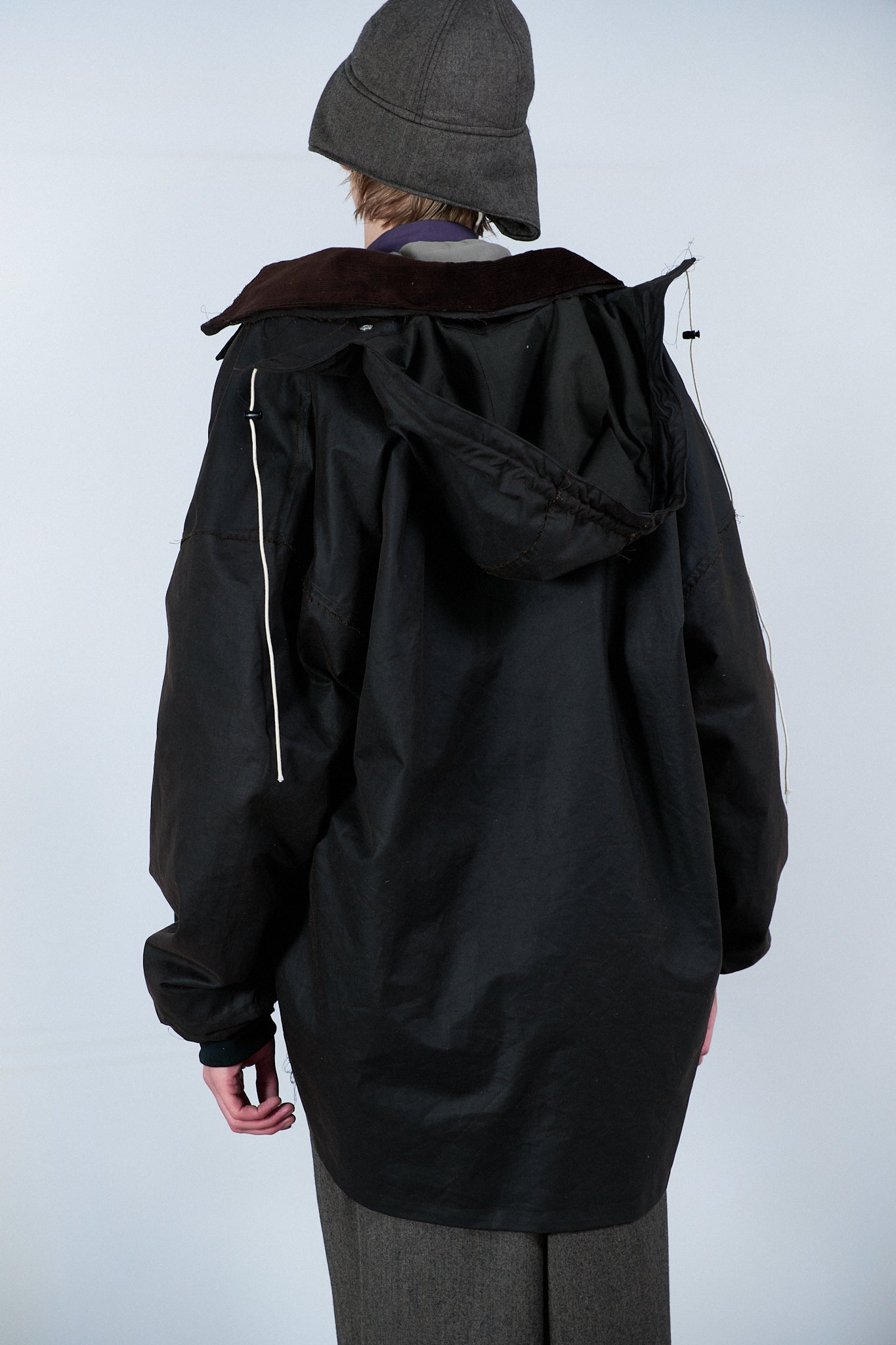 BROWN WAXED COTTON OUTDOOR HUNTING JACKET