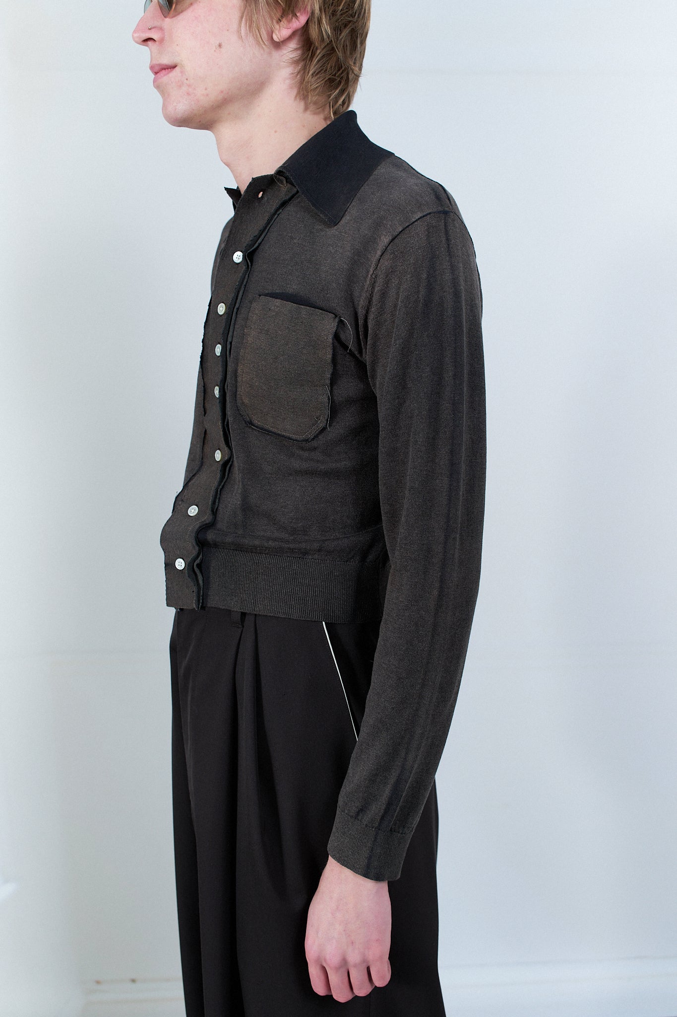 FADE OUT BLACK 70S CARDIGAN