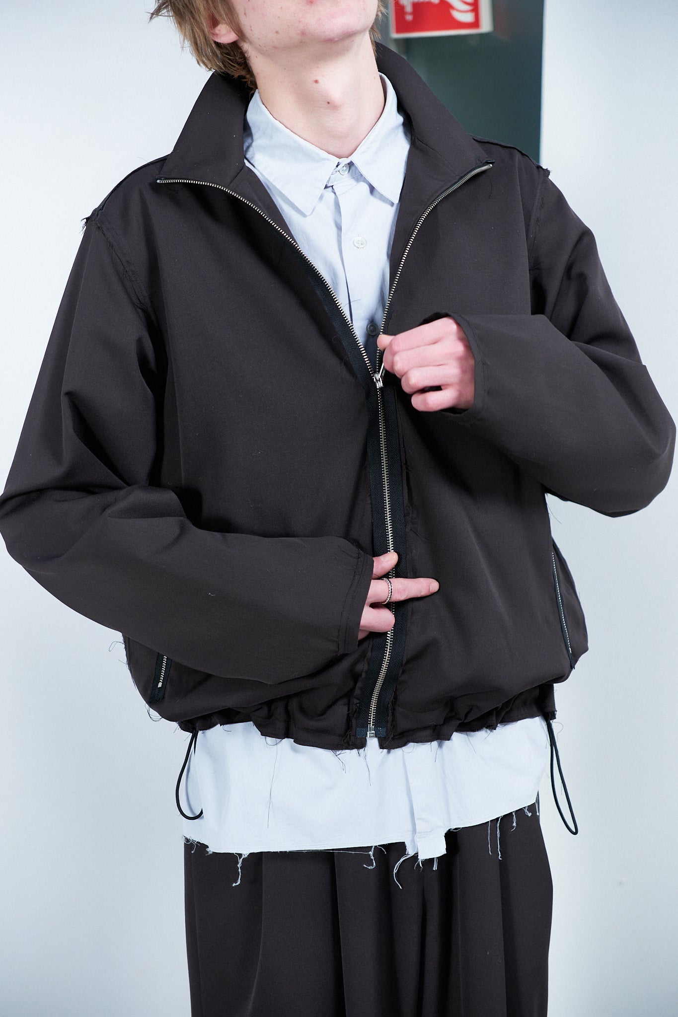 DARK BROWN WOOL TRACK JACKET