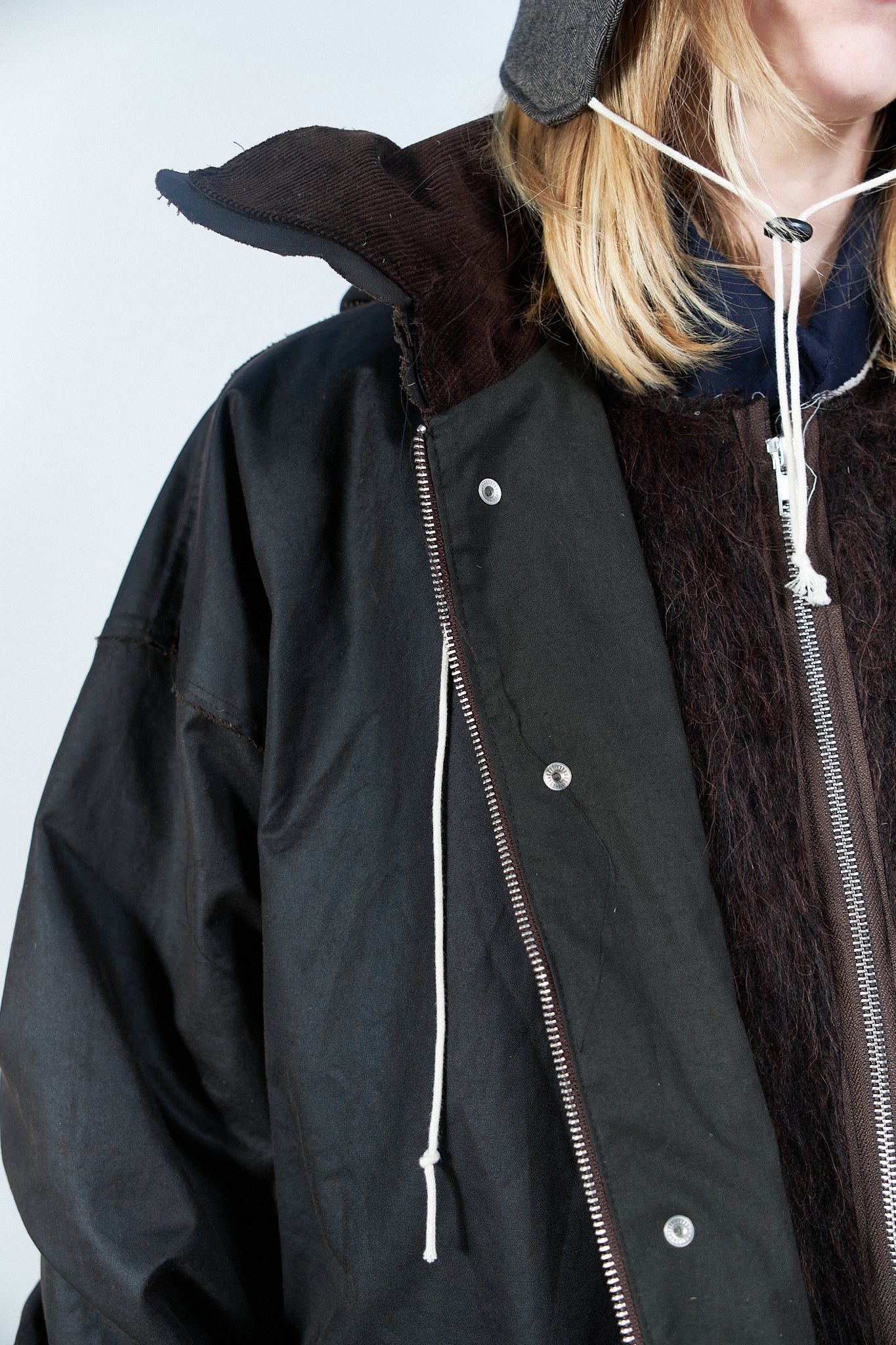 BROWN WAXED COTTON OUTDOOR HUNTING JACKET