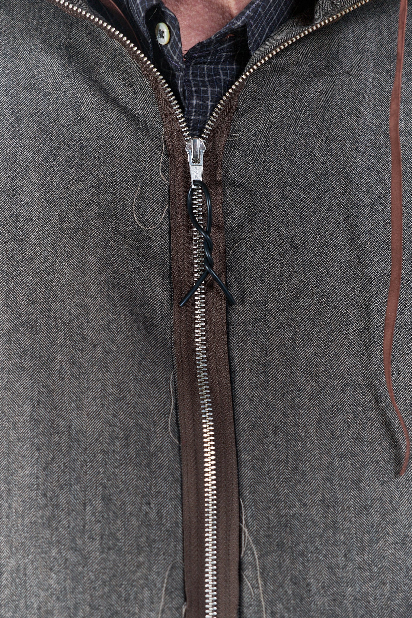 BROWN HERRINGBONE TRACK JACKET