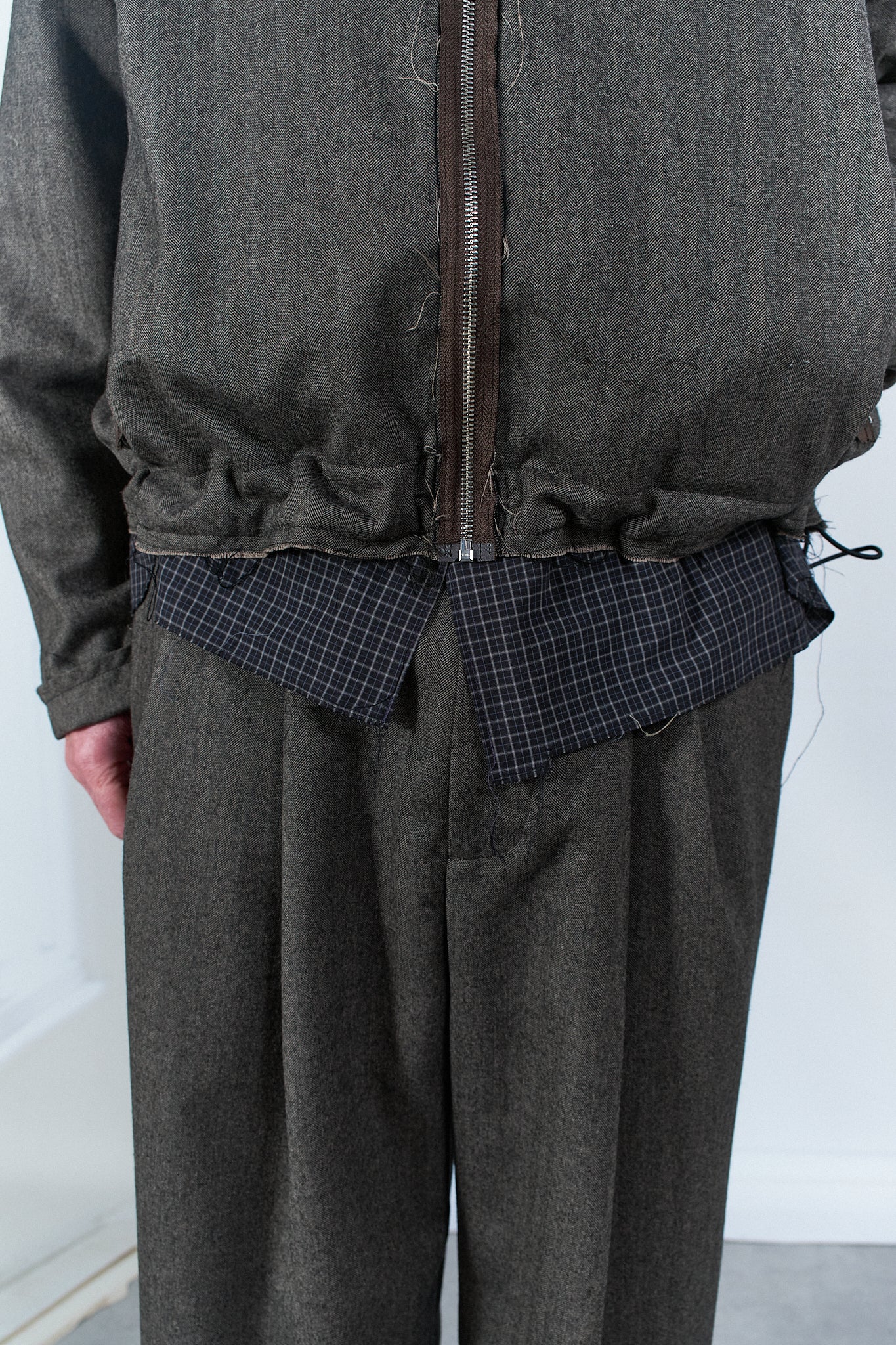 BROWN HERRINGBONE TRACK JACKET