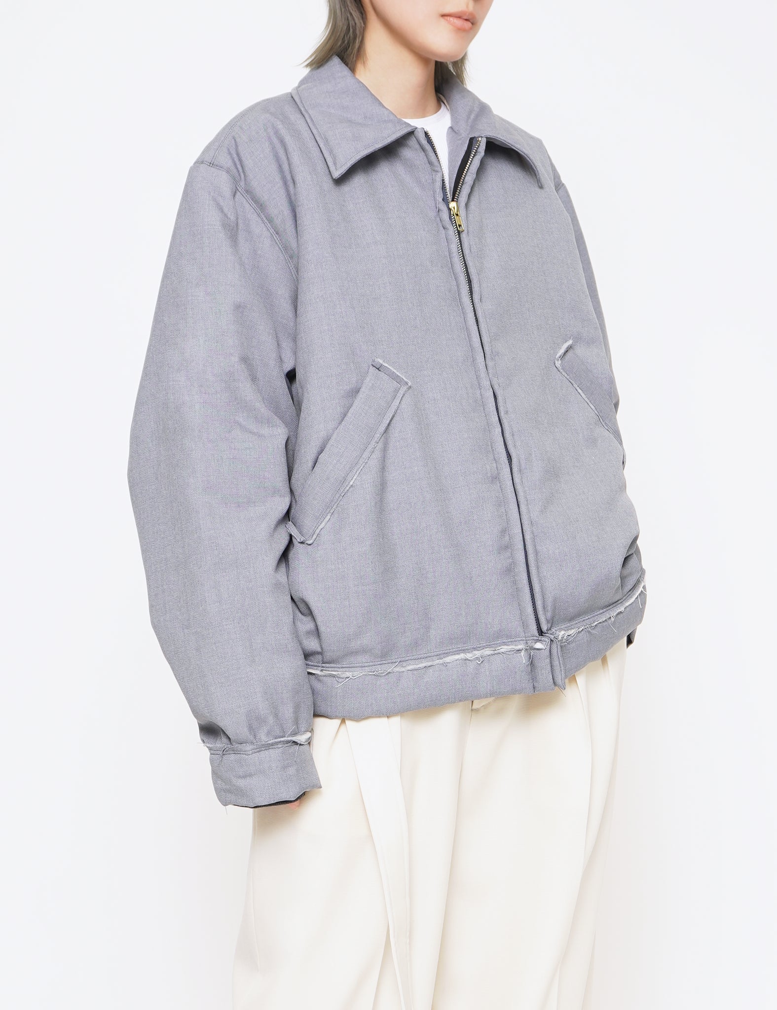 GREY REVERSIBLE PUFFED SIMPLE JACKET