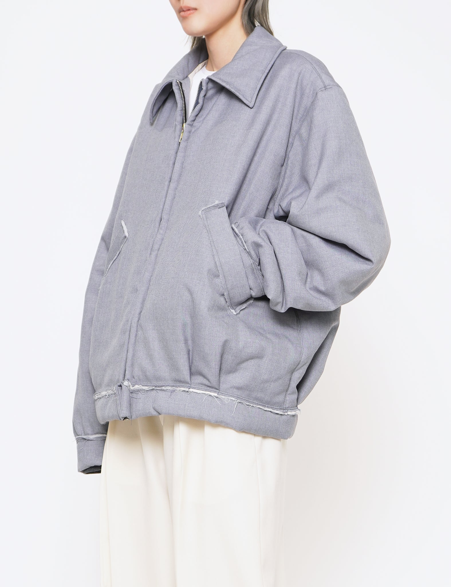 GREY REVERSIBLE PUFFED SIMPLE JACKET