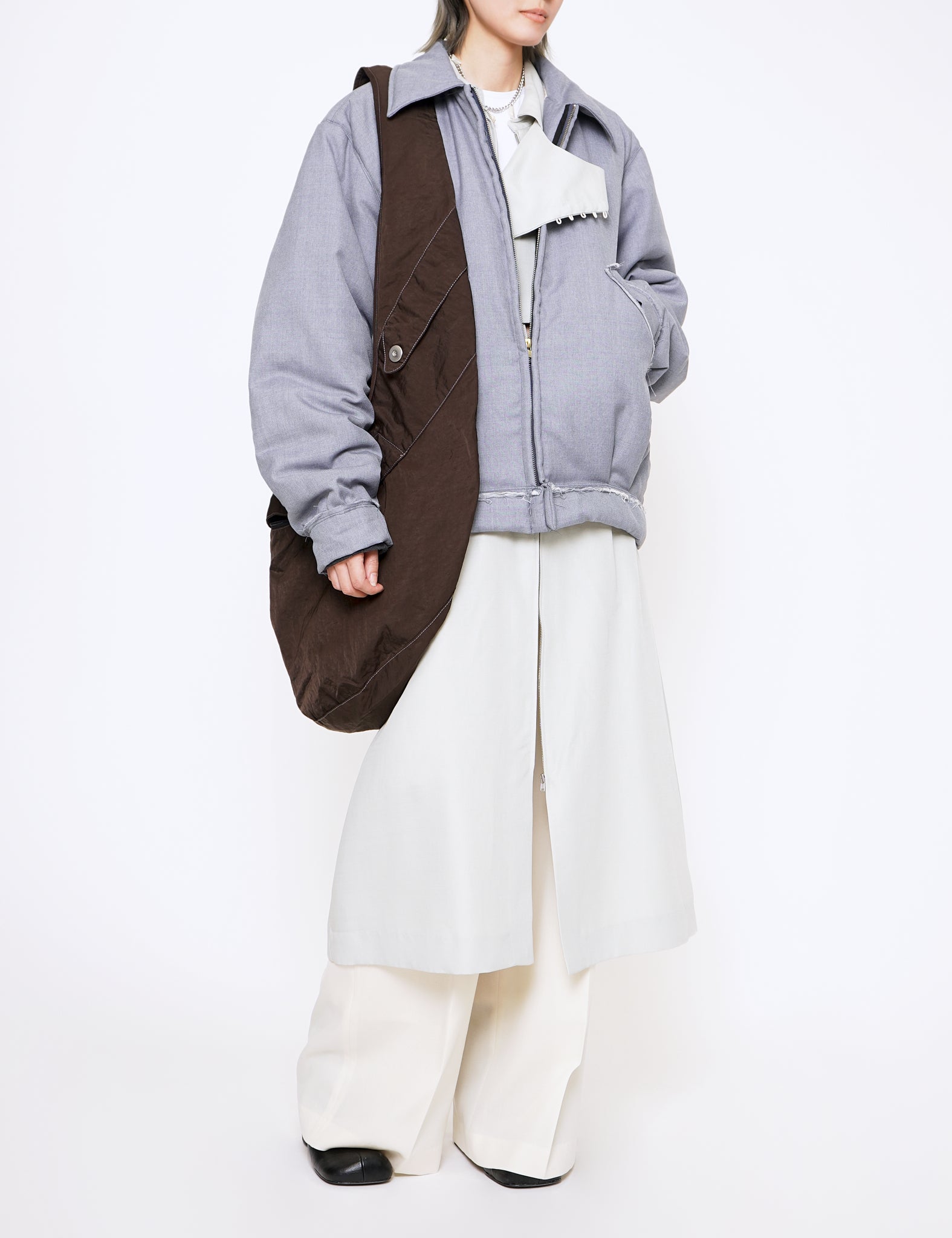 GREY REVERSIBLE PUFFED SIMPLE JACKET