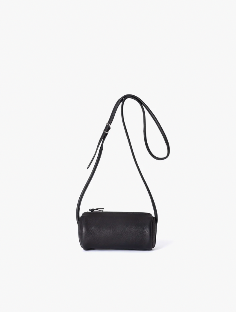 BLACK DEER LEATHER CYLINDER SHOULDER BAG DA103