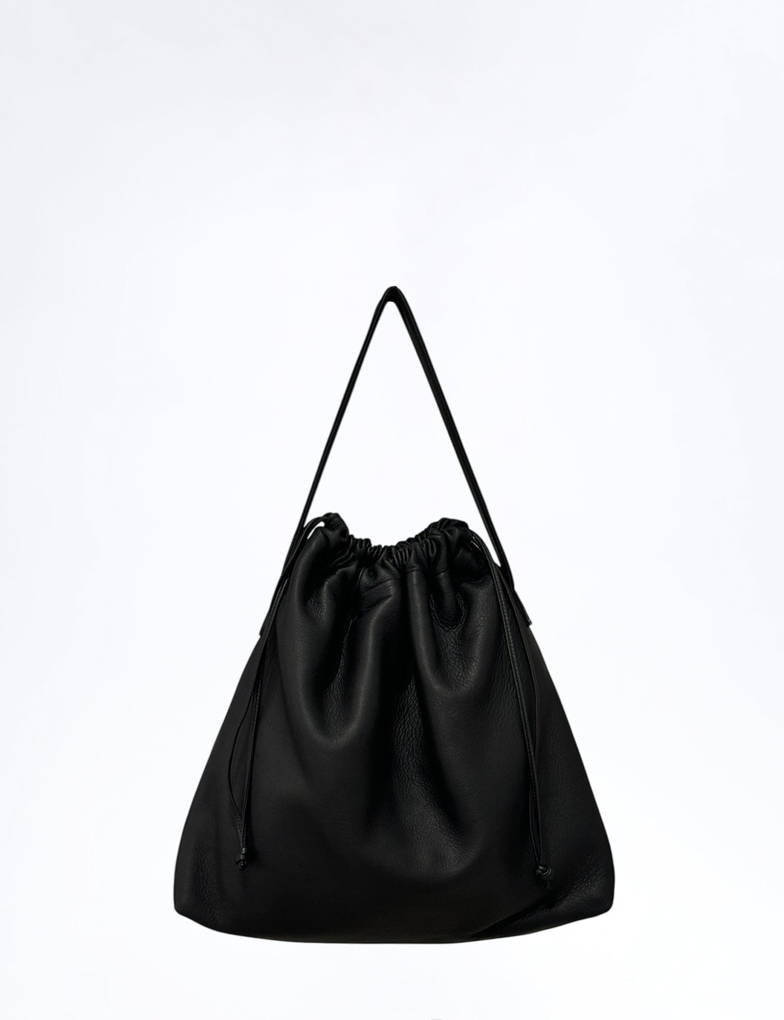 BLACK DEER LEATHER DRAW STRING ONE SHOULDER M DA118
