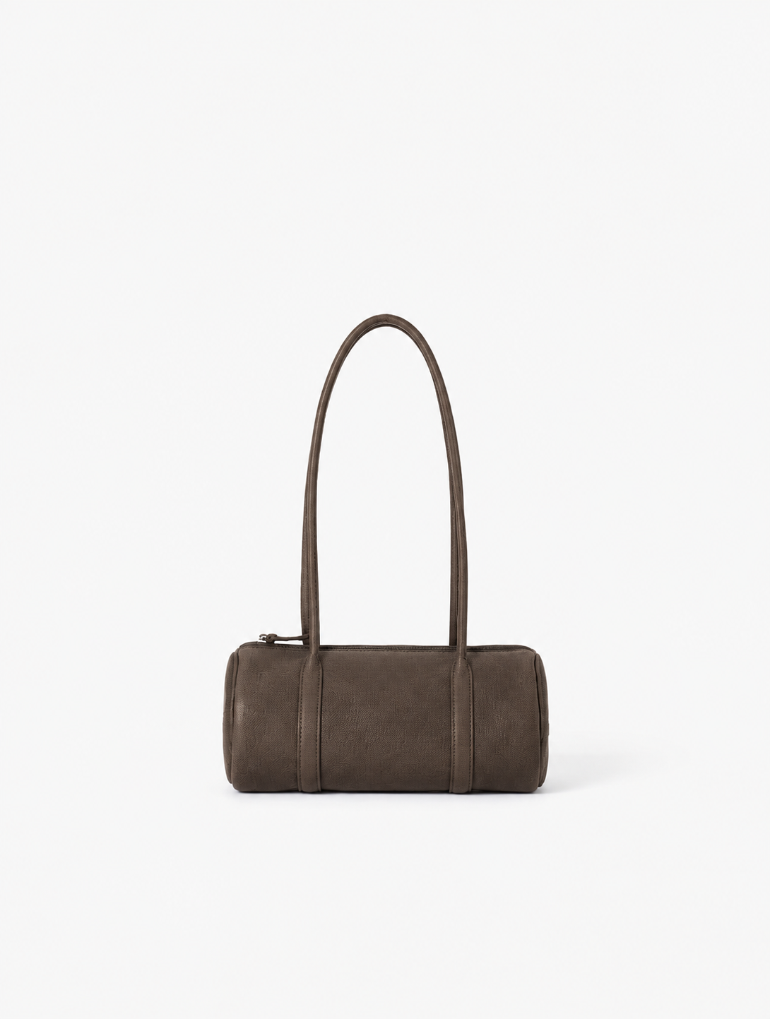 DARK BROWN DEER LEATHER CYLINDER BOSTON LONG HANDLE BAG DA128