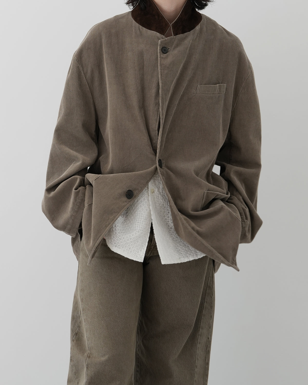 TAUPE VINTAGE CORDUROY SINGLE BREASTED JACKET