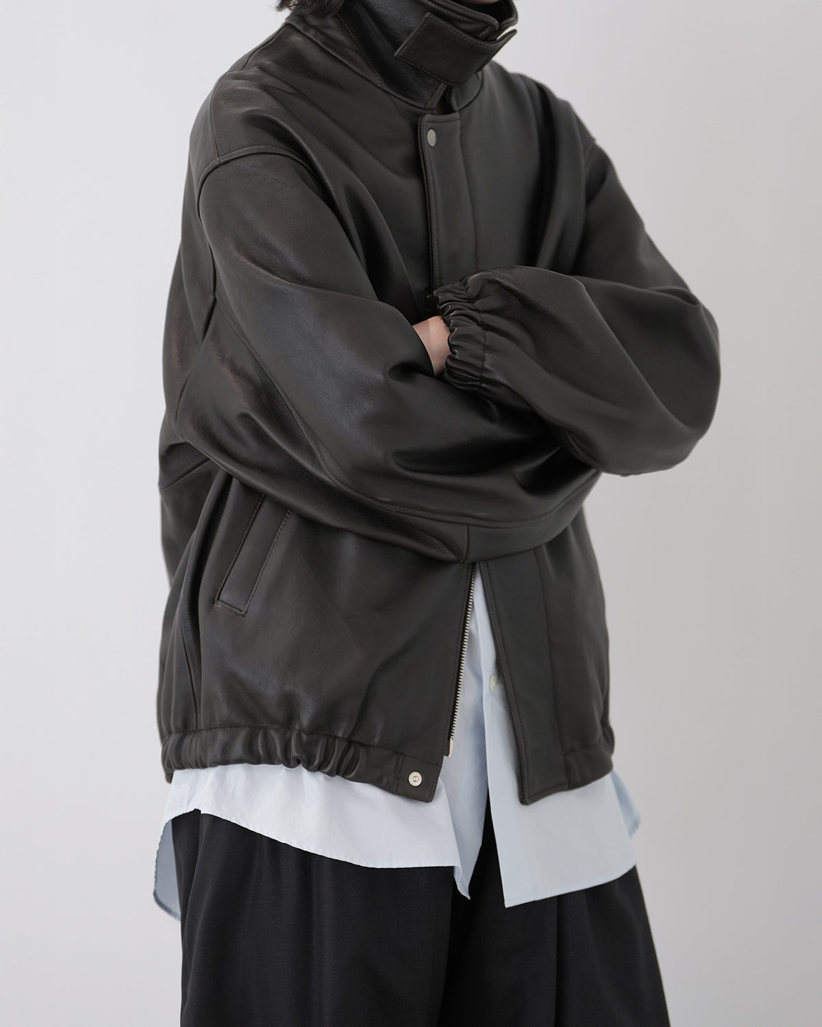 VINTAGE BLACK SHEEP LEATHER ZIP SHORT JACKET