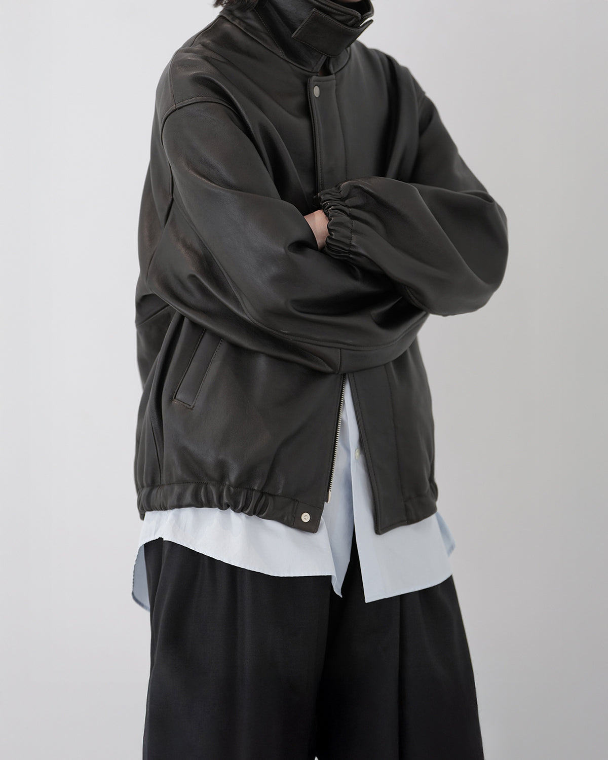 VINTAGE BLACK SHEEP LEATHER ZIP SHORT JACKET