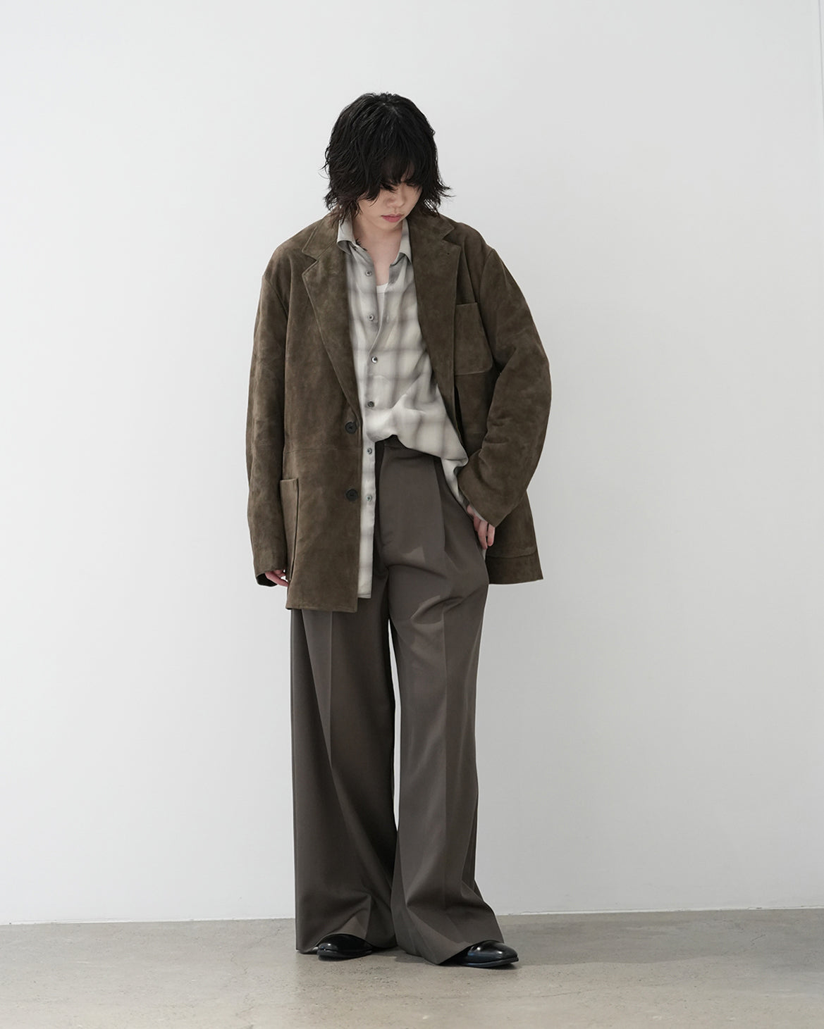 OLIVE GOAT SUEDE BLAZER