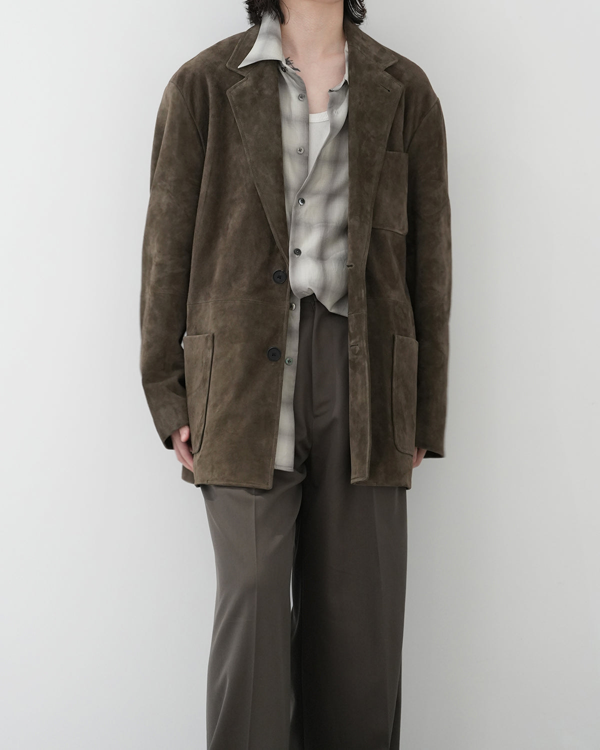 OLIVE GOAT SUEDE BLAZER