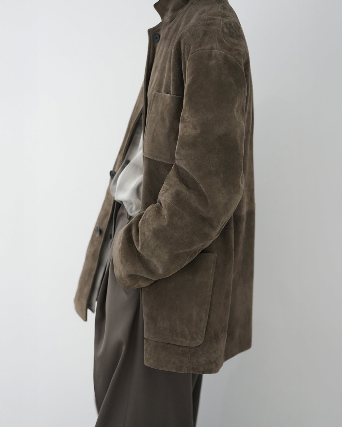 OLIVE GOAT SUEDE BLAZER