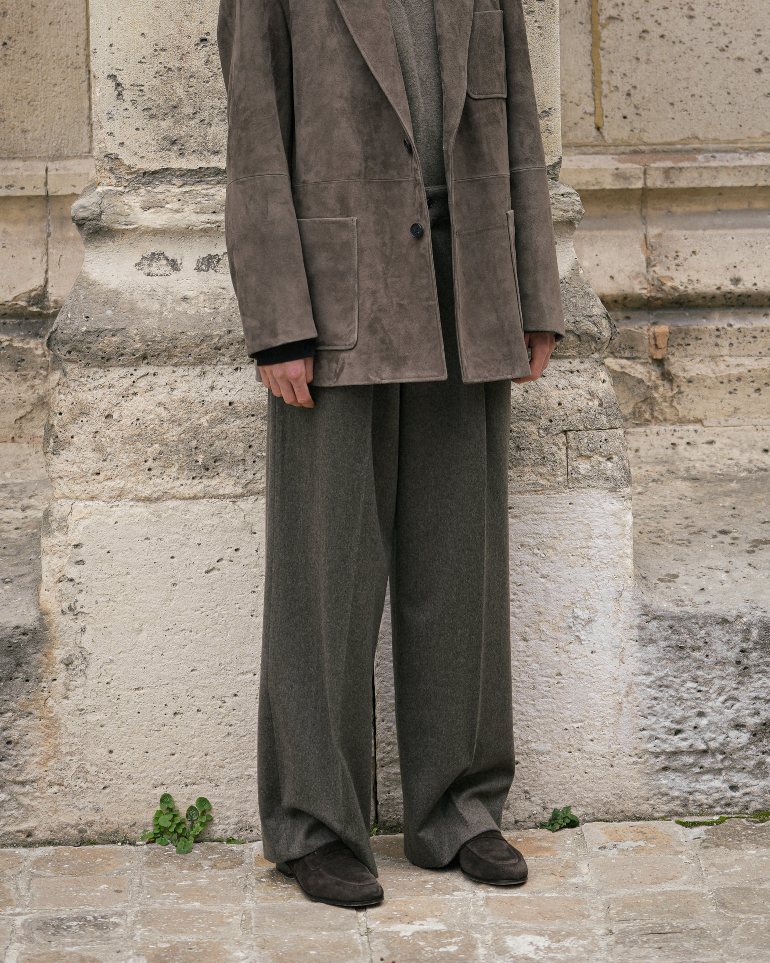 OLIVE GOAT SUEDE BLAZER