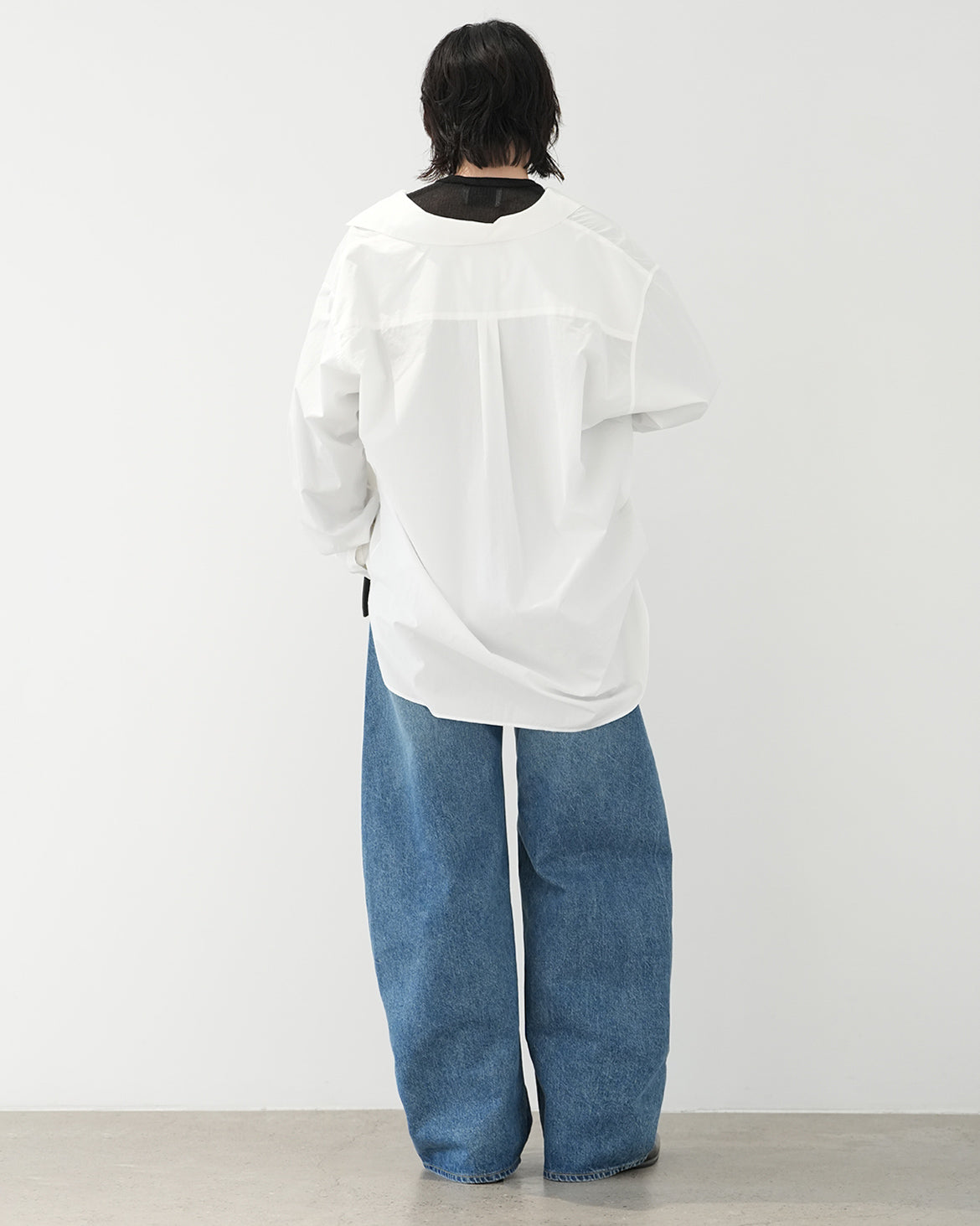 INDIGO DEFORMATION WIDE DENIM PANTS