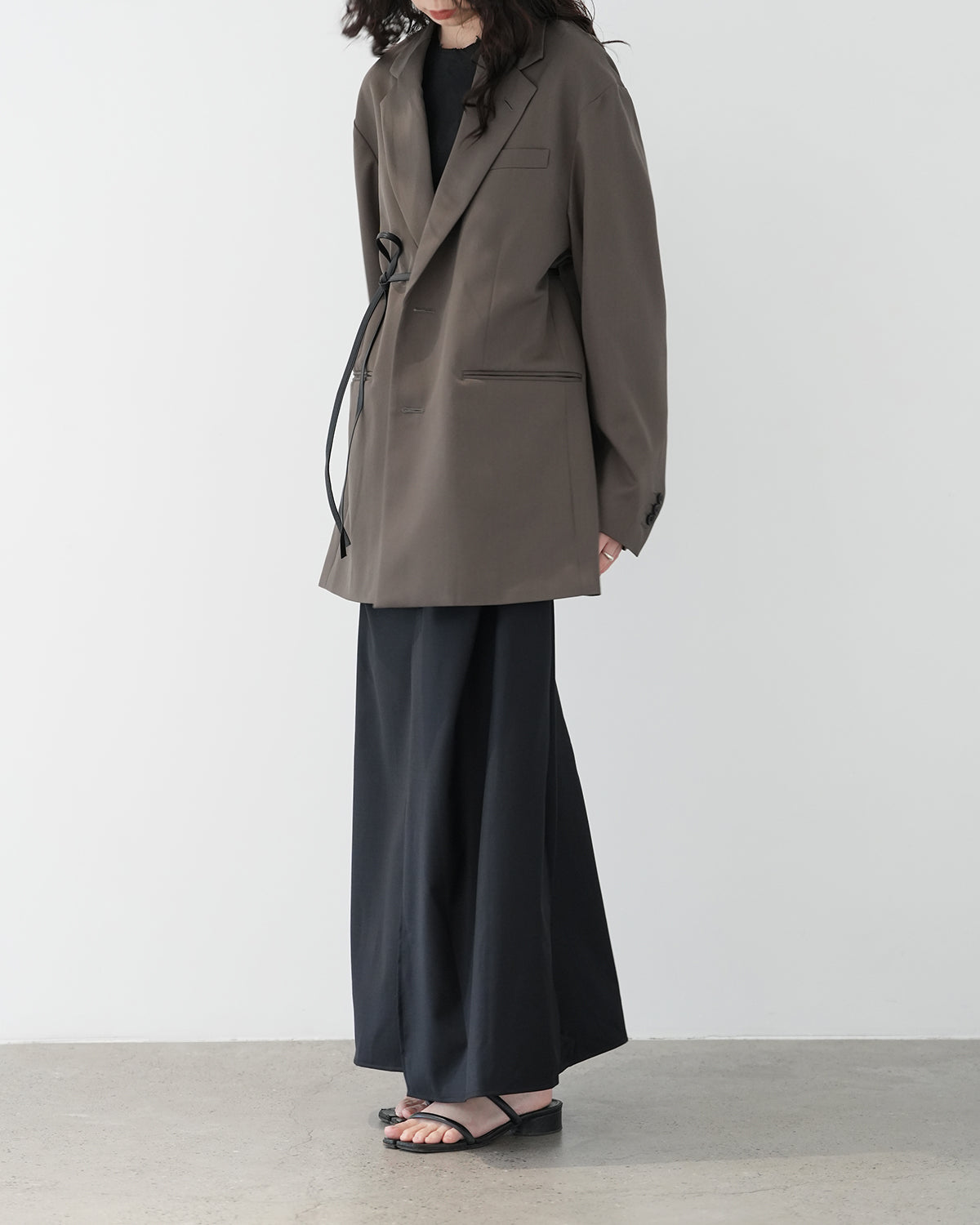 KHAKI BEIGE OVERSIZED SINGLE BREASTED LONG JACKET
