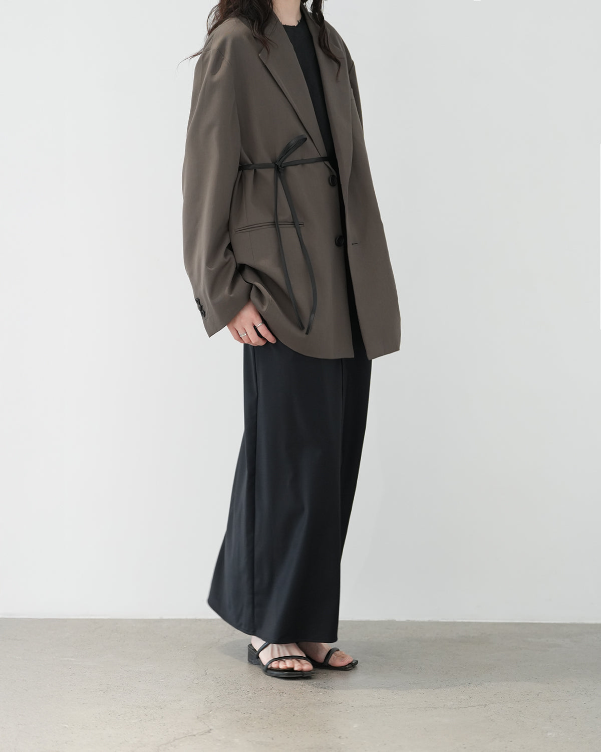 KHAKI BEIGE OVERSIZED SINGLE BREASTED LONG JACKET