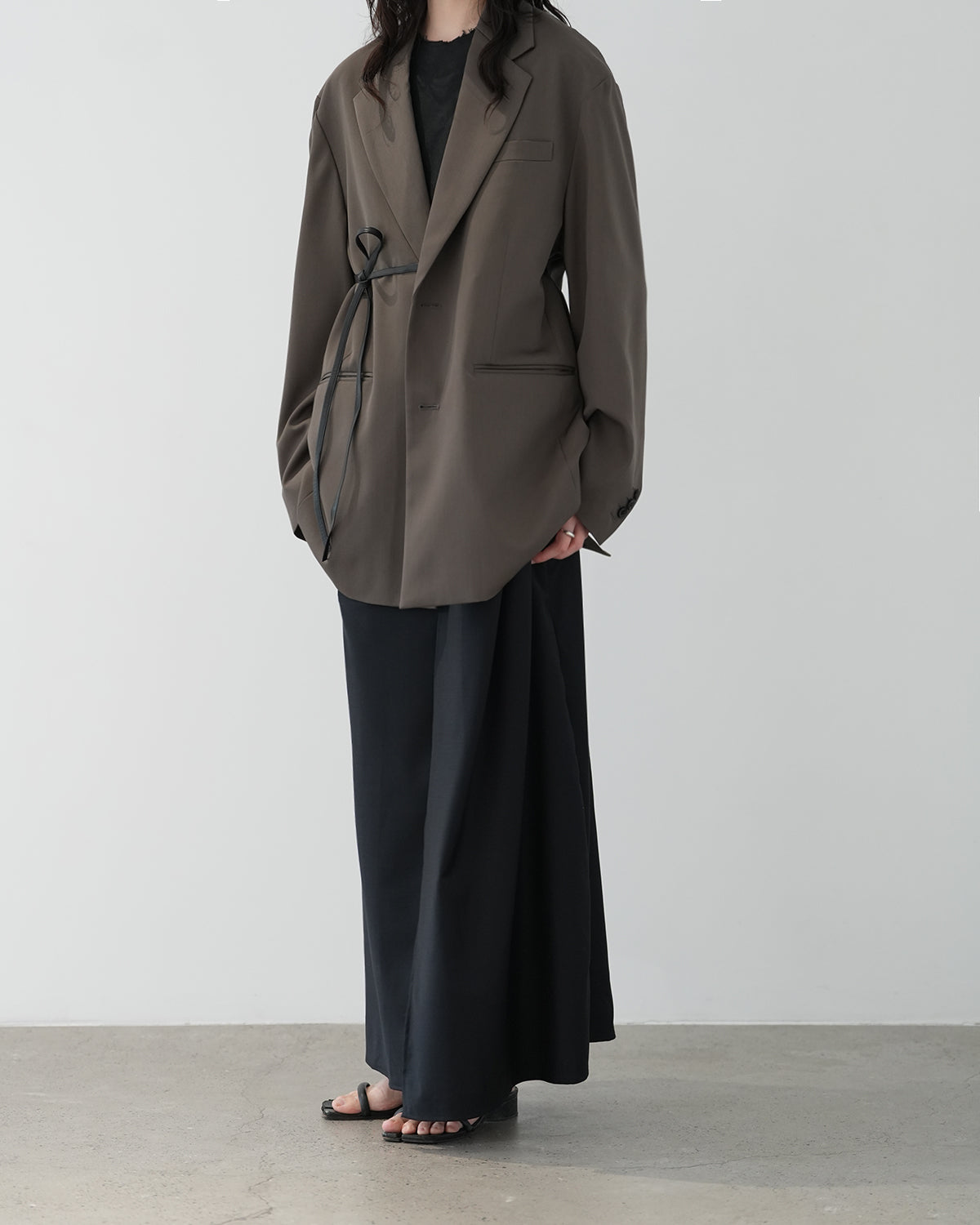 KHAKI BEIGE OVERSIZED SINGLE BREASTED LONG JACKET