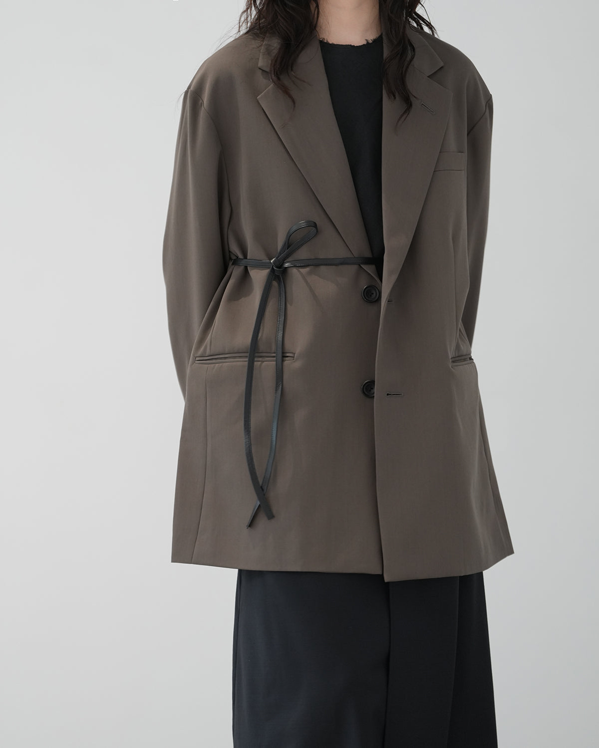 KHAKI BEIGE OVERSIZED SINGLE BREASTED LONG JACKET