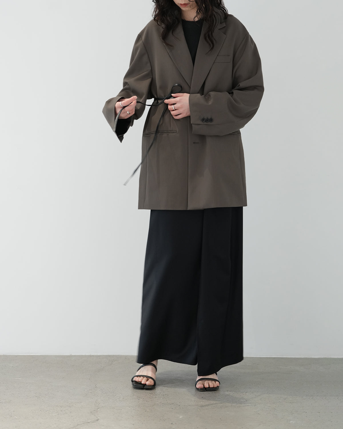 KHAKI BEIGE OVERSIZED SINGLE BREASTED LONG JACKET
