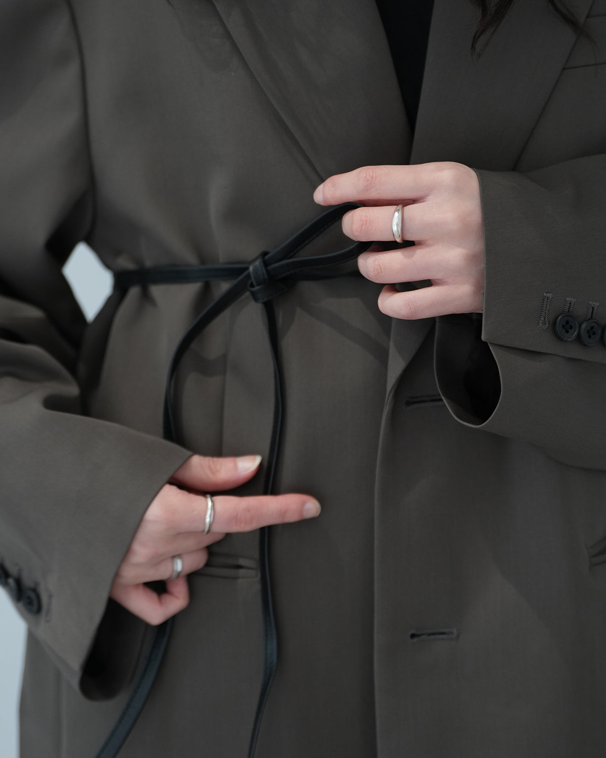 KHAKI BEIGE OVERSIZED SINGLE BREASTED LONG JACKET