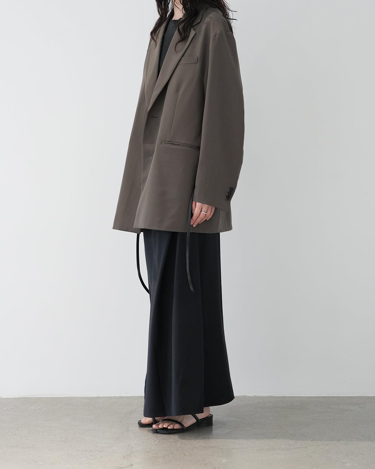 KHAKI BEIGE OVERSIZED SINGLE BREASTED LONG JACKET